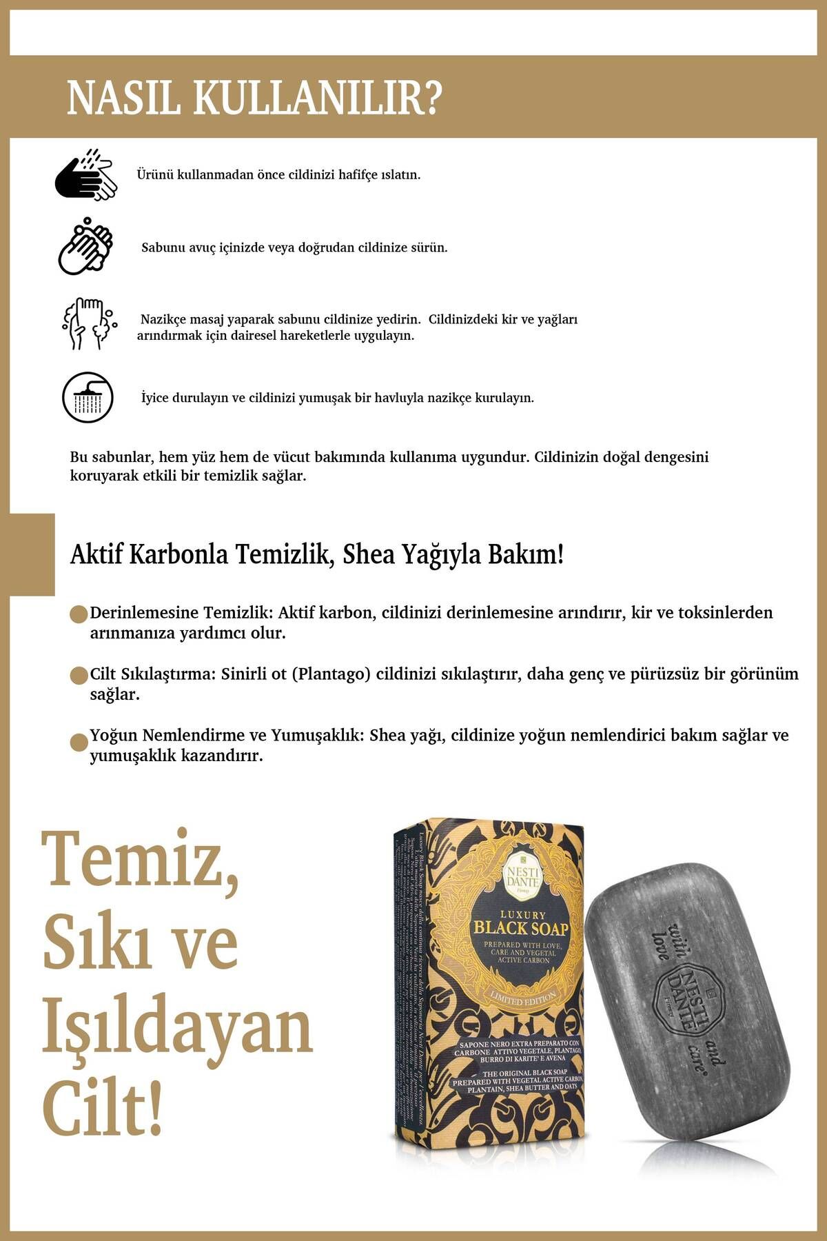 Nesti Dante-Luxury Black Solid Soap 250Gr |   Revitalizing and Firming |   Activated Carbon 4