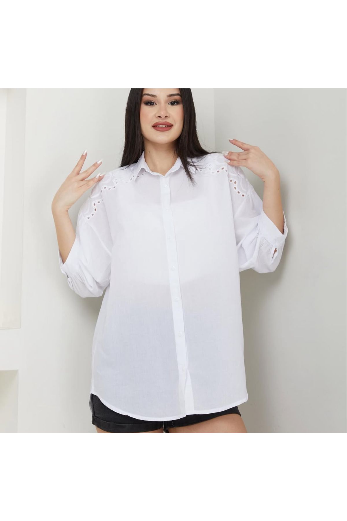 AKA Butik Kadın Fakir Kol Fistolu Gömlek-AYN