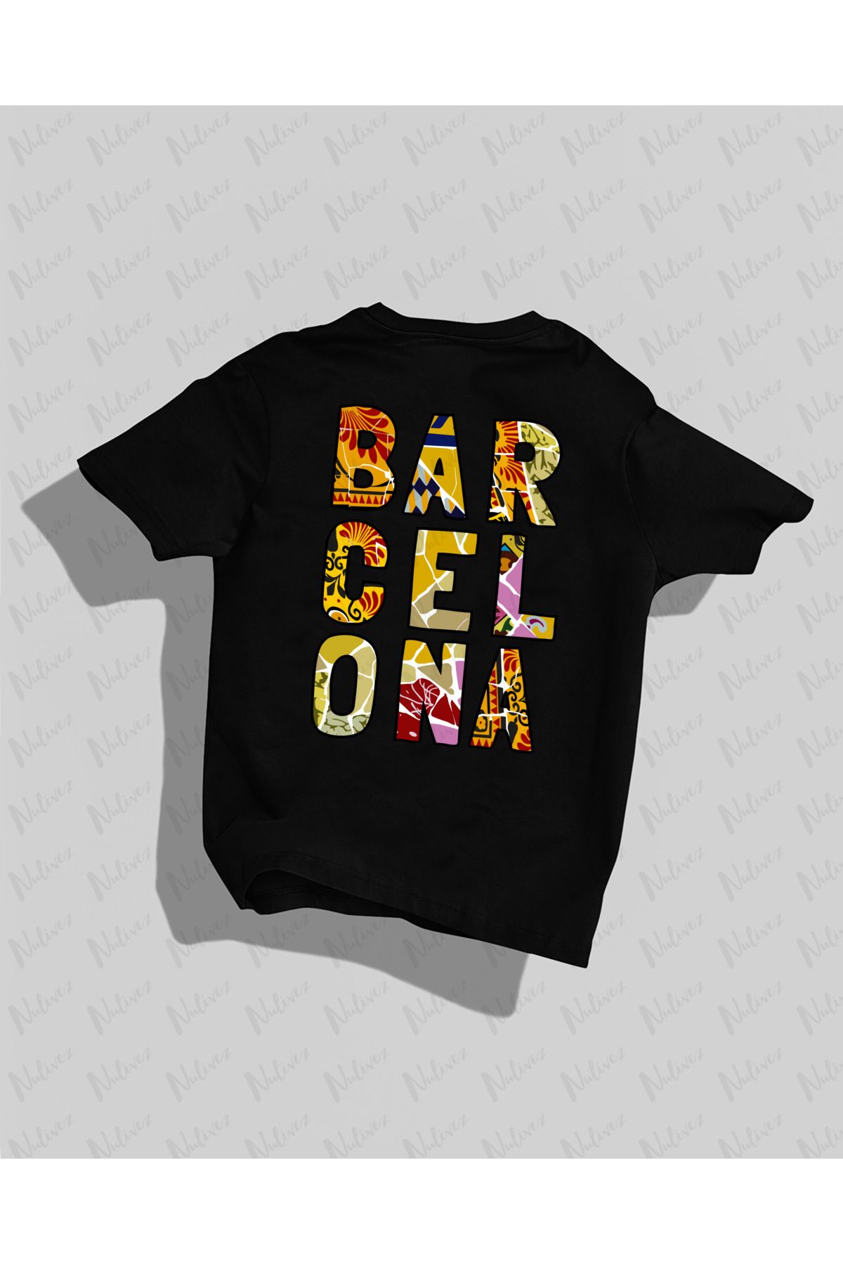 Nulivez Barcelona Tasarımı Baskılı Yüksek Kalite Kompakt Unisex Oversize T-Shirt
