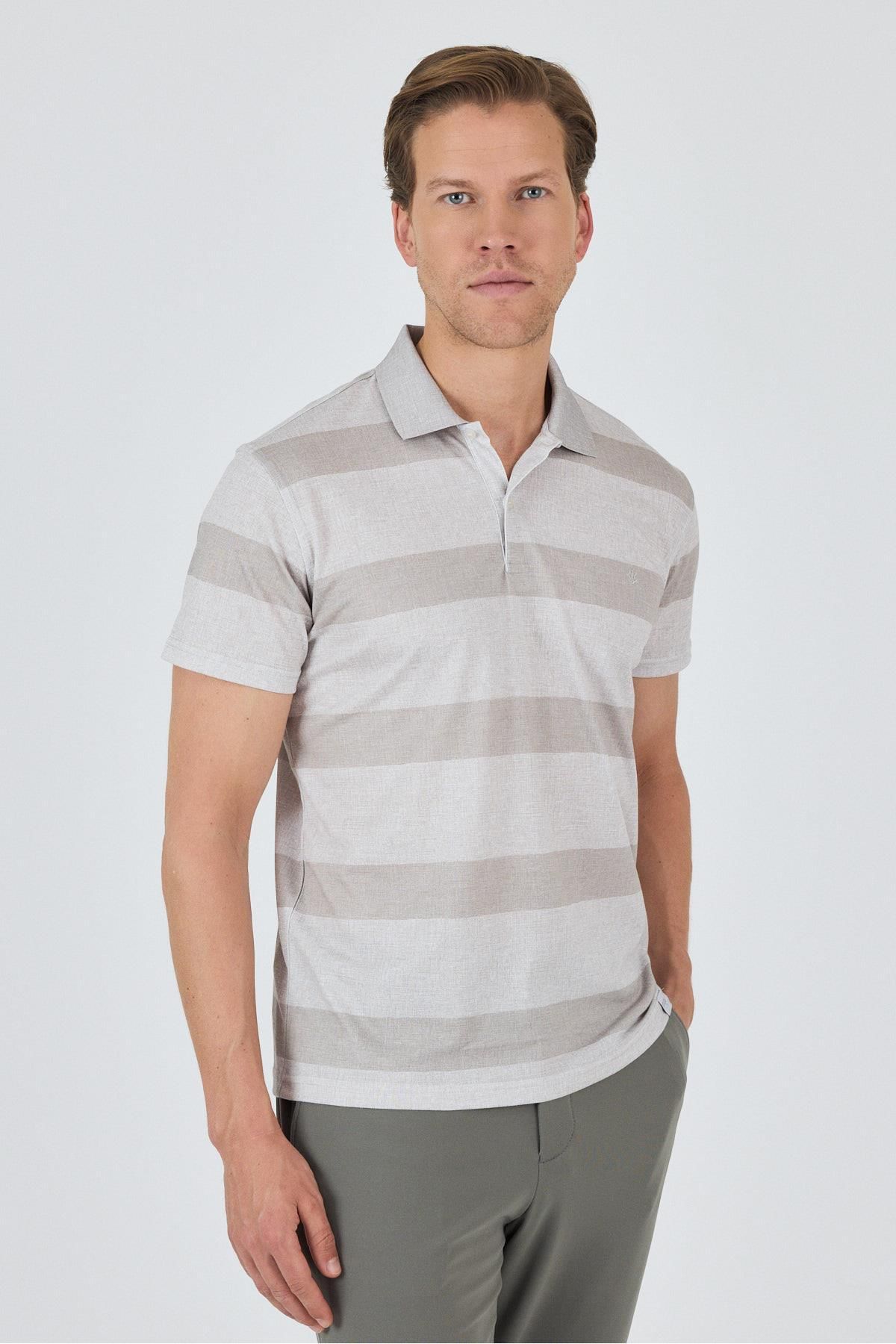 İmza Kısa Kol Desenli Pike Polo Yaka Cepsiz Slim Fit Tişört 1011250128