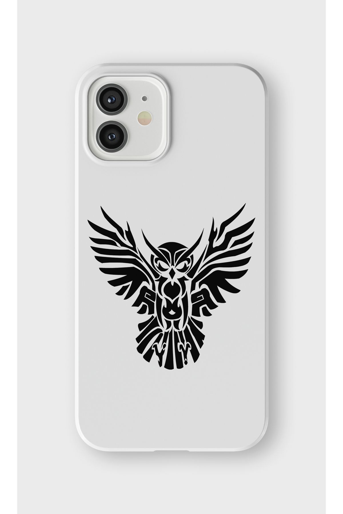 lelia iPhone 12 Uyumlu Baykuş Tasarımlı İçi Kadife Lansman Beyaz Silikon Kılıf