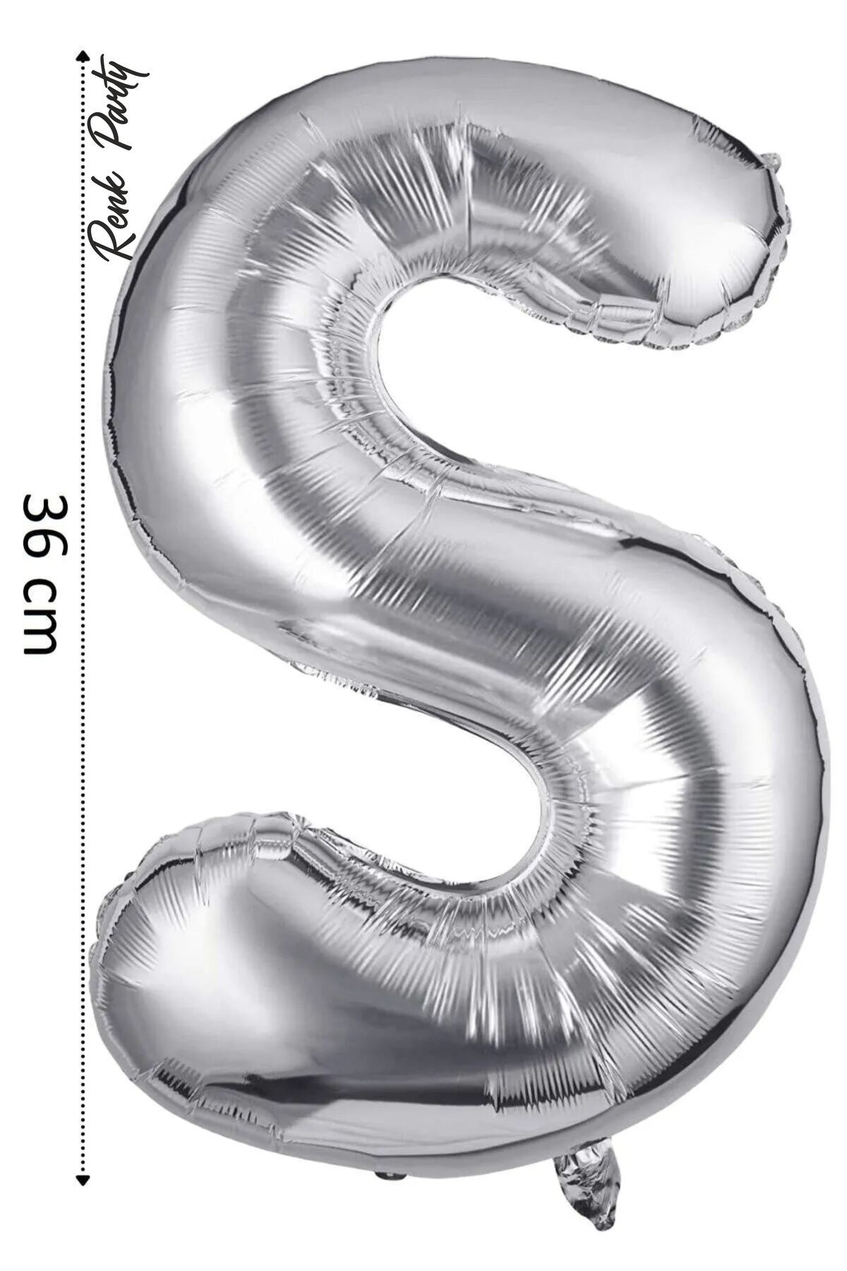 renk party Folyo Balon S Harfi Helyum Balon 36 cm Gümüş Renk - S Harf Balon - Harf Folyo Balon - 16 Inch