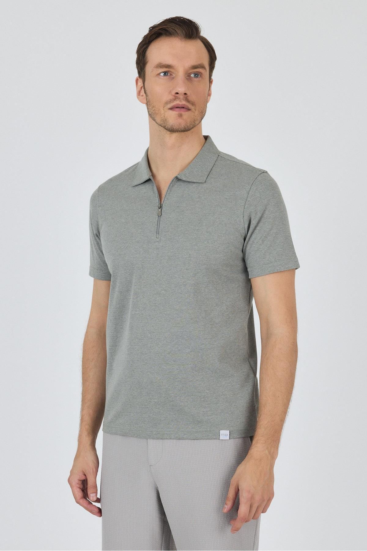 İmza Koyu Yeşil Kısa Kol Düz Suprem Polo Yaka Cepsiz Pamuklu Casual Slim Fit Tişört 1011250164_700
