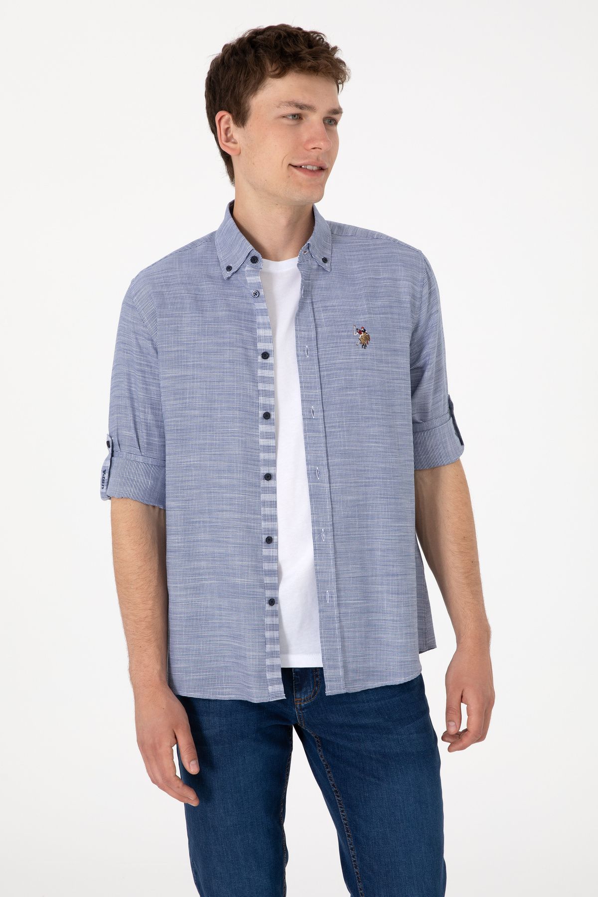 U.S. Polo Assn. Erkek Lacivert Uzun Kollu Gömlek 50300119-VR033