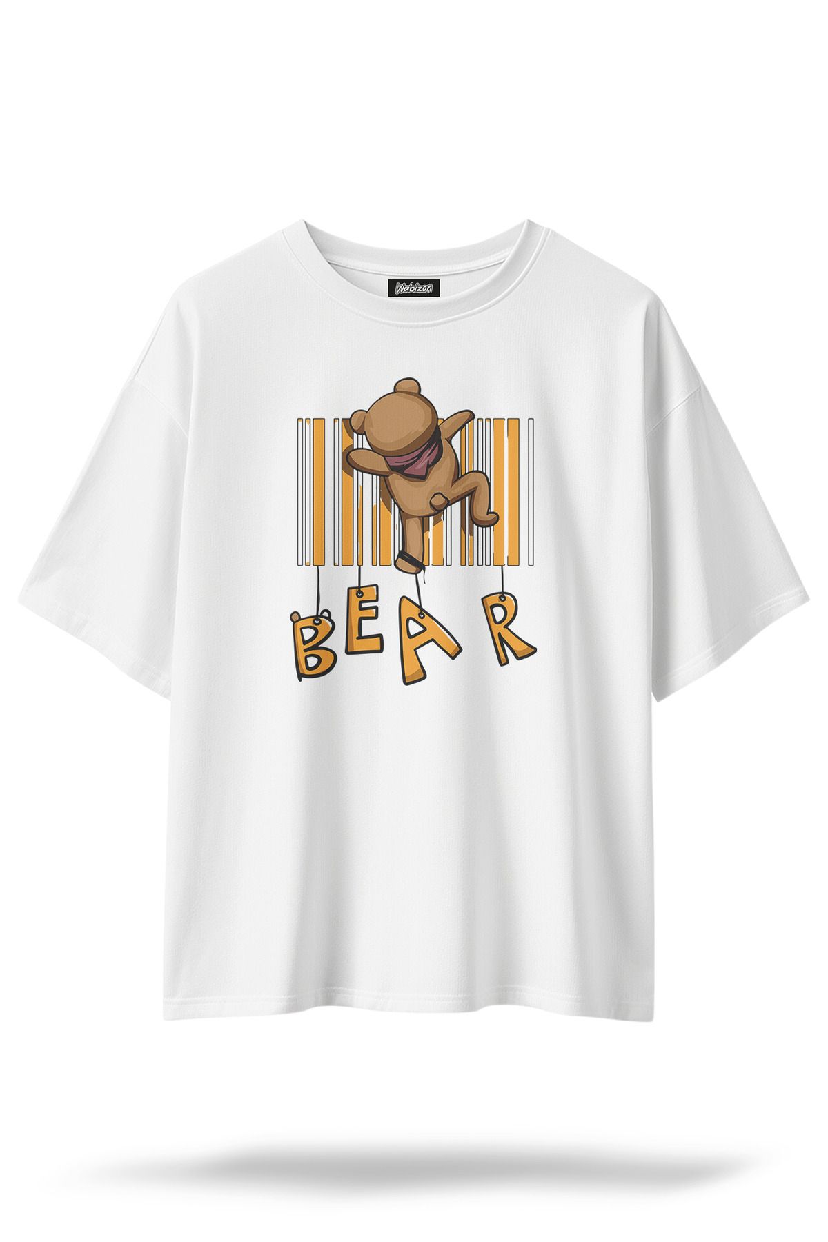 Wabizon Bear Barcode - Oversize / Geniş Kesim Baskılı %100 Pamuklu T-shirt | Unisex
