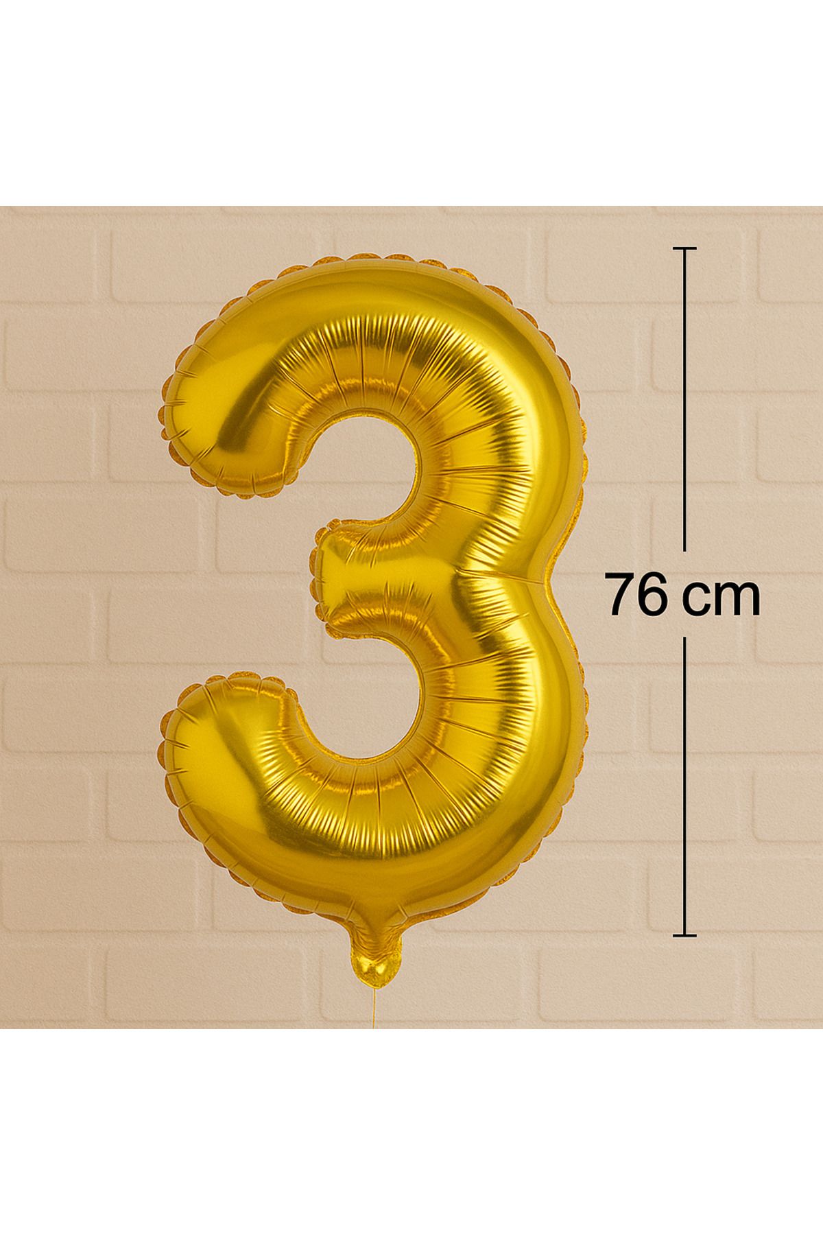 Ege Pastacılık 3 Yaş Gold Folyo Balon 76 cm - Büyük Boy