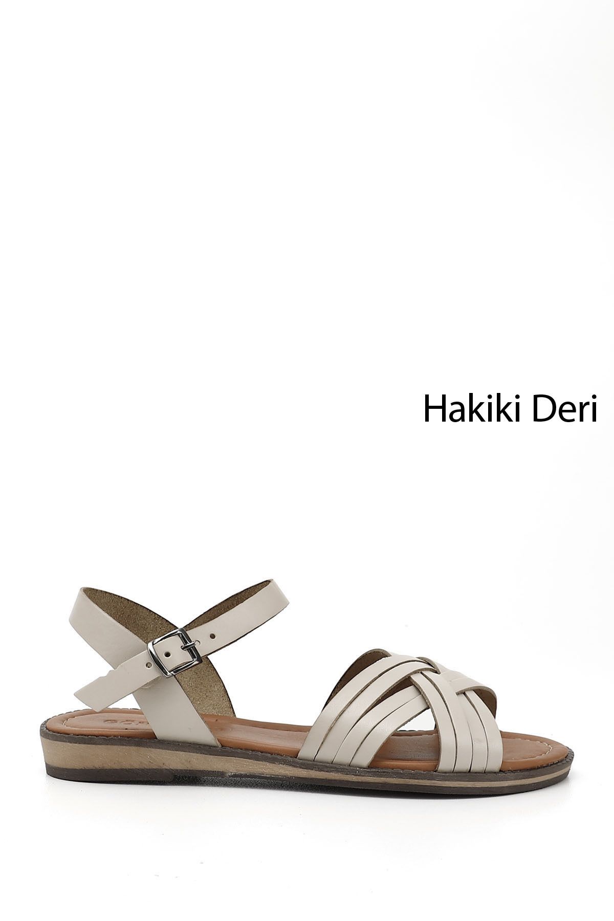 GÖNDERİ(R) Kadın / Kız Bej Çapraz Bantlı Hakiki Deri Sandalet