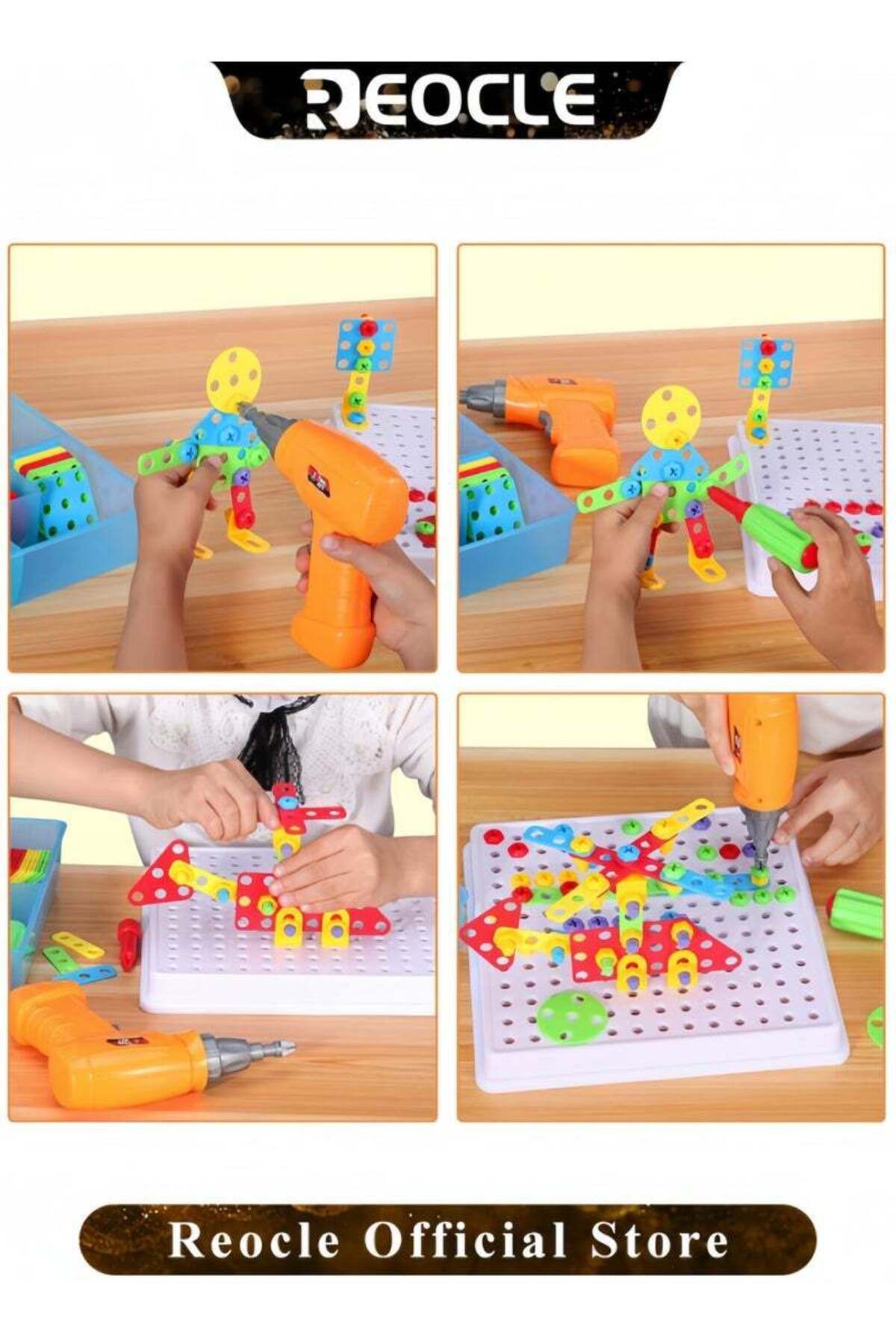 REOCLE-Kid's Screwdriver Toy Set Mixed 3D Building Block Puzzle Toy with DIY Screwdriver Tool Play Toolbox 6