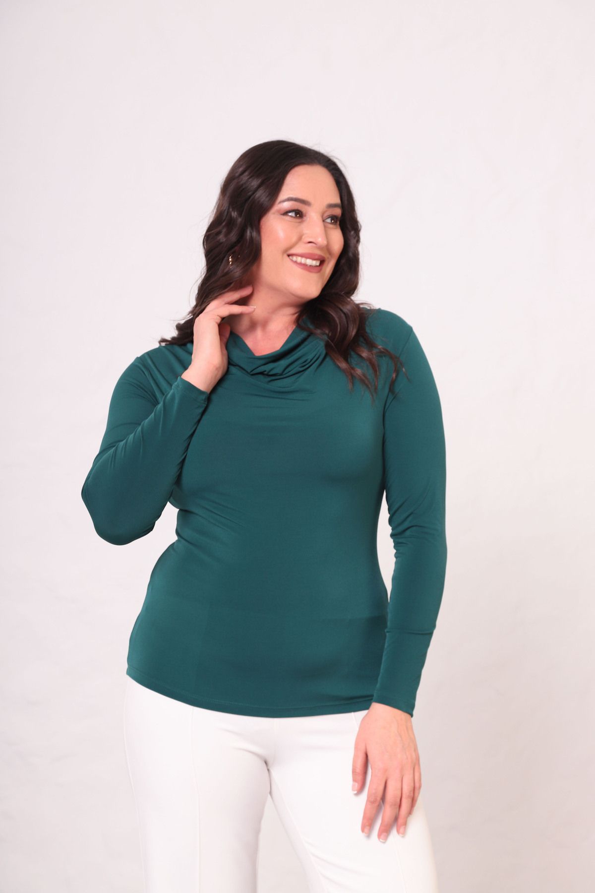 Shahiqa Büyük Beden Dökümlü Yakalı Bodycorn Bluz