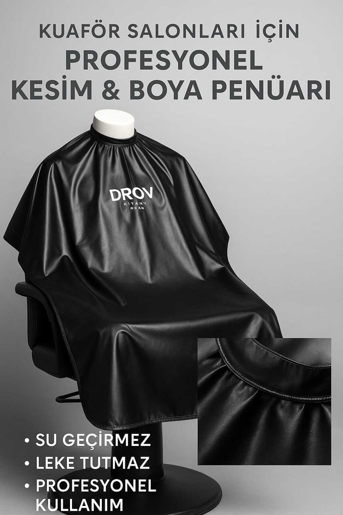 DROV KOZMETİK Profesyonel Kuaför Müşteri Penuarı - DROV Ceramic Fusion Siyah Saç Kesim Önlüğü