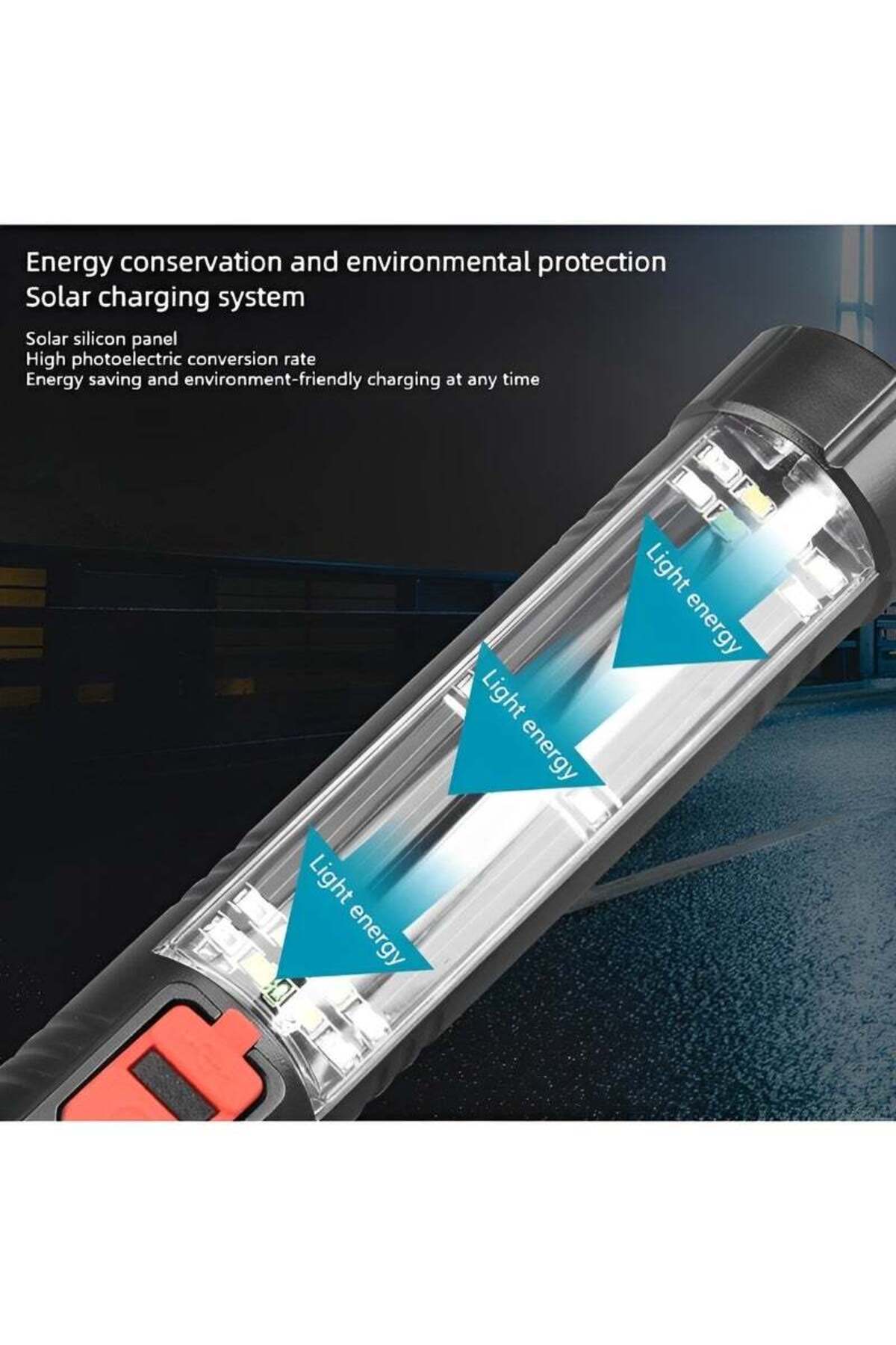 REOCLE-Solar Flashlight Car Flashlight High Lumens USB Rechargeable Tactical Multi-Function Torch Tool 4