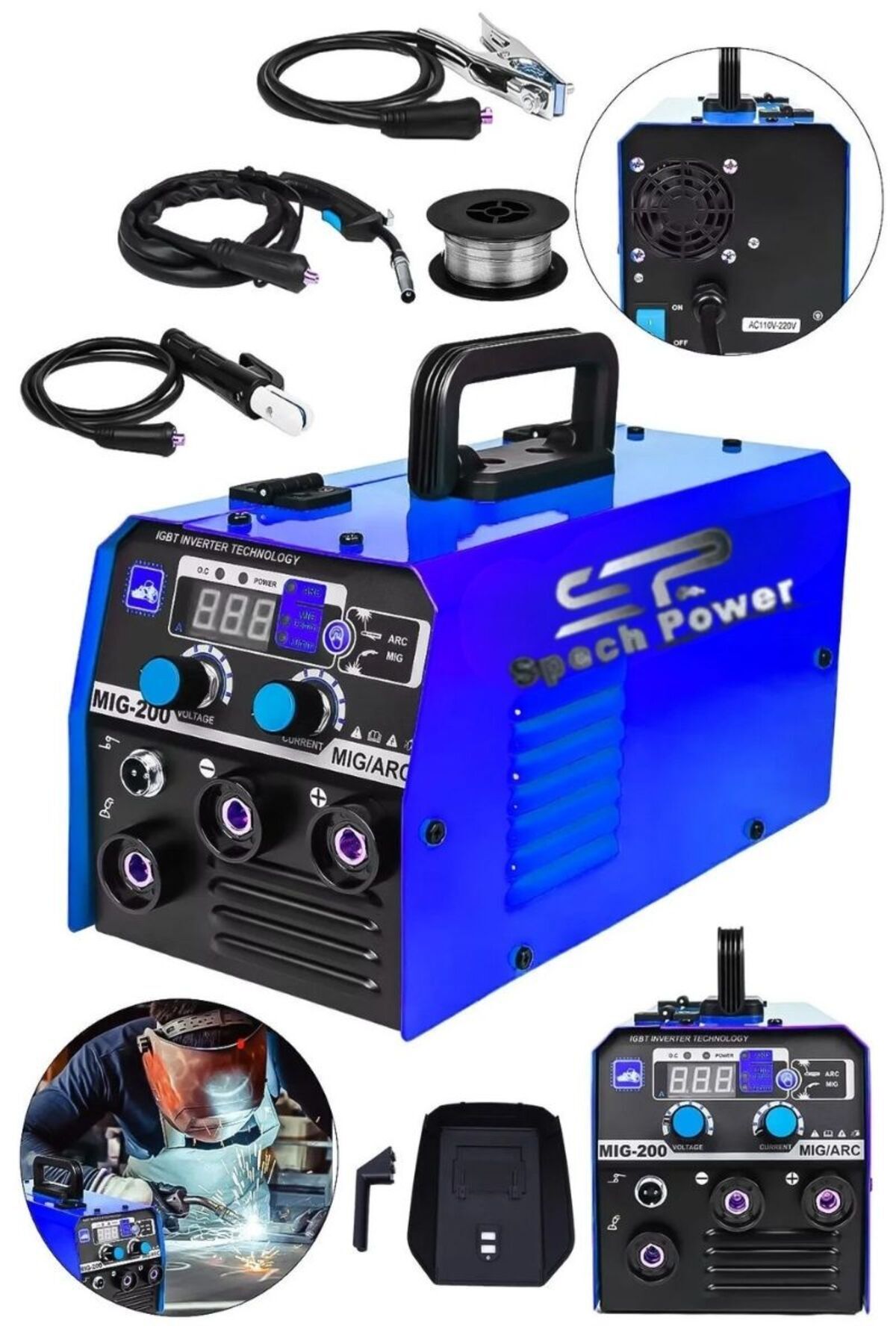 Spech Power USA Etop 3ın1 300 Amper Invertör Oksijen & Gazsız Gazaltı Kaynak Makinesi