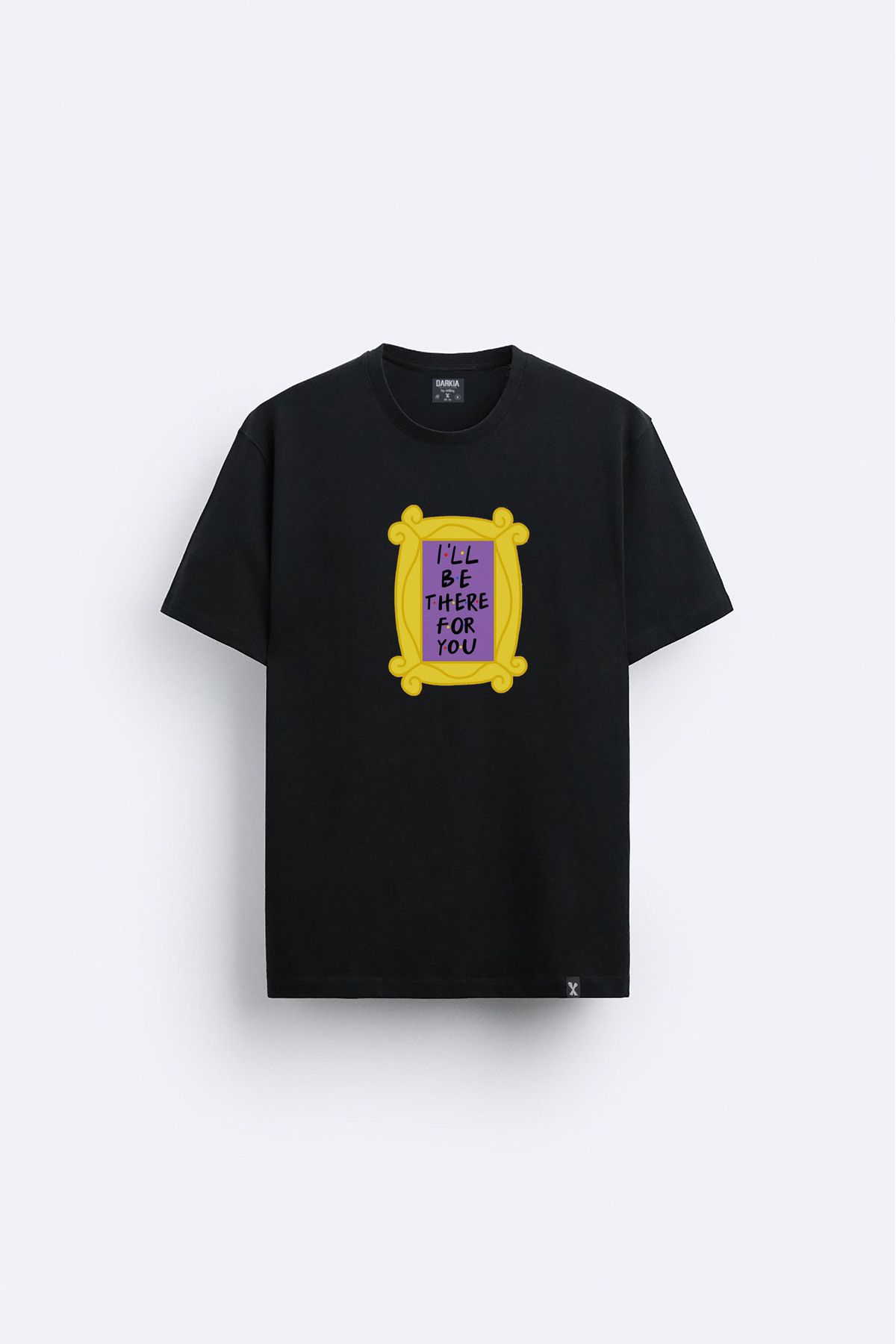 Darkia Frineds Dizi Baskılı Bisiklet Yaka Siyah Tişört T-shirt