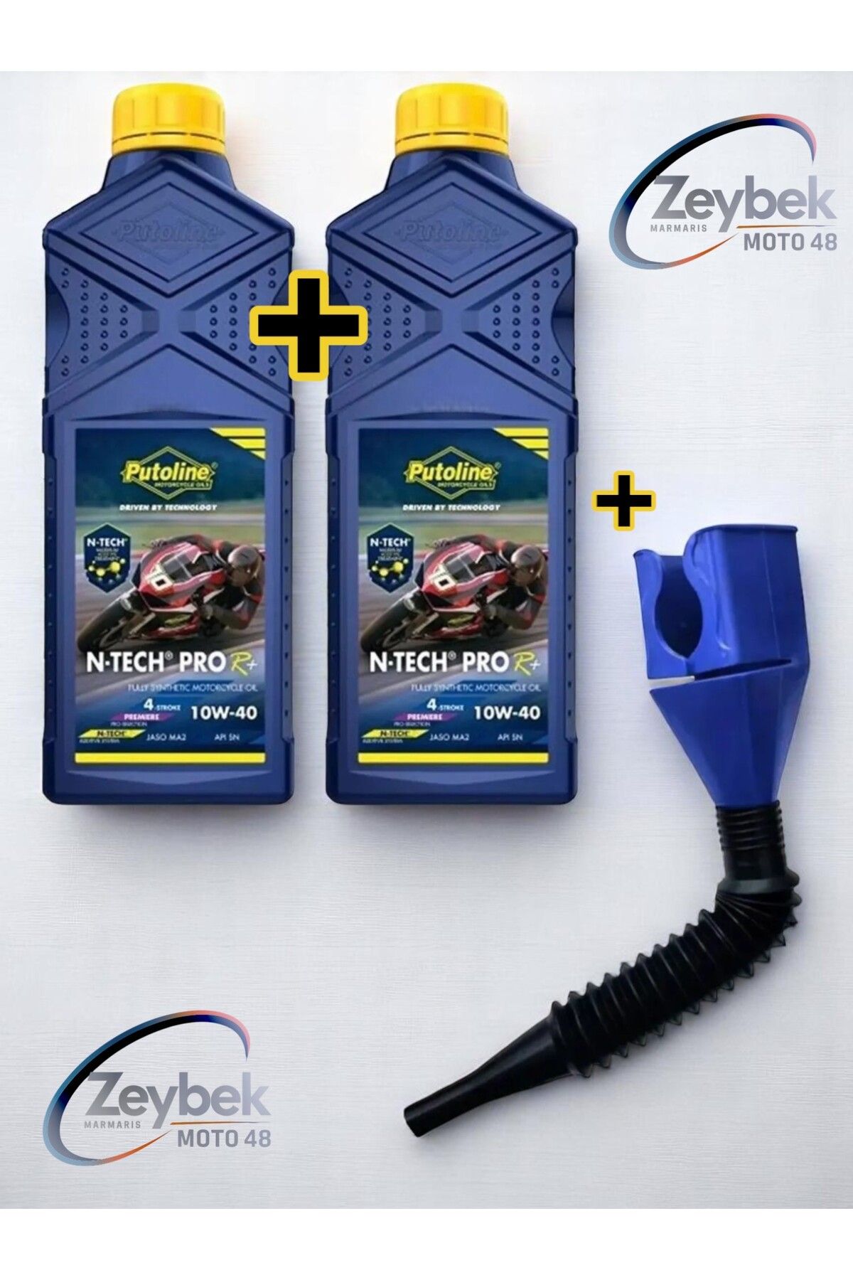 putoline 2 ADET N-TECH PRO R+ TAM SENTETİK 4 ZAMANLI 10W40 MOTOSİKLET YAĞI + Yağ Dolum Aparatı