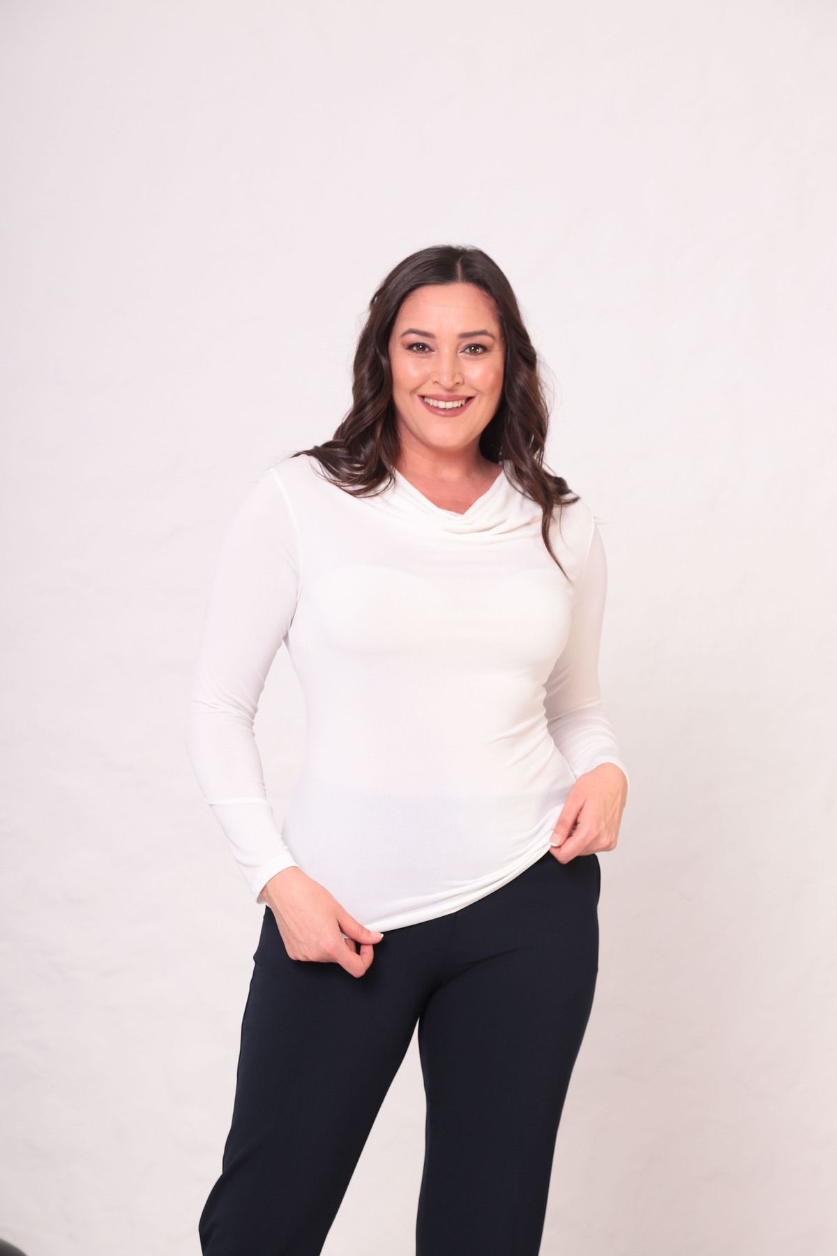 Shahiqa Büyük Beden Dökümlü Yakalı Bodycorn Bluz