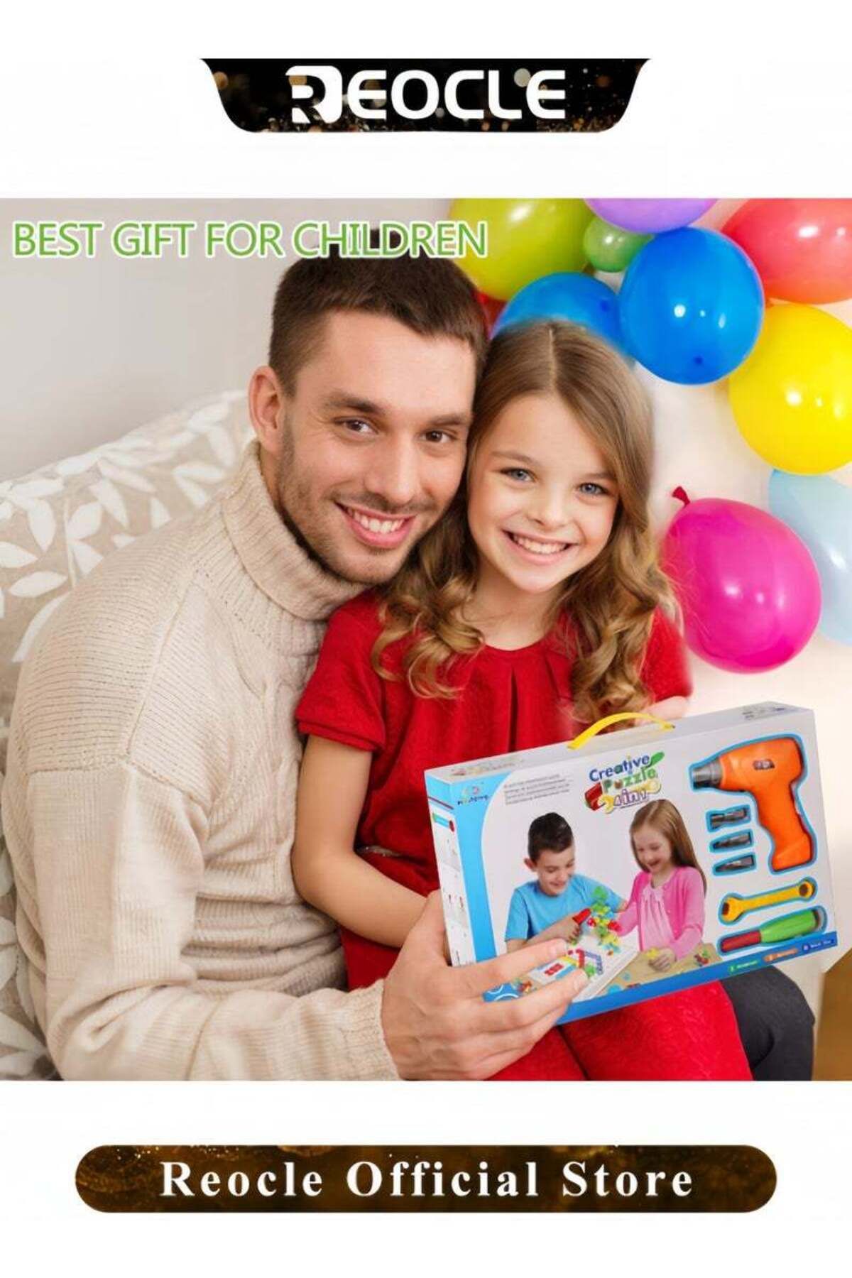 REOCLE-Kid's Screwdriver Toy Set Mixed 3D Building Block Puzzle Toy with DIY Screwdriver Tool Play Toolbox 7