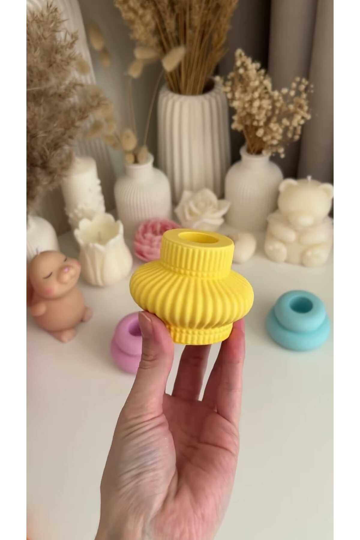 beautystyle Dekoratif Mumluk Şamdanlık 2 li Ev Dekorasyon Şamdanlık -Pembe