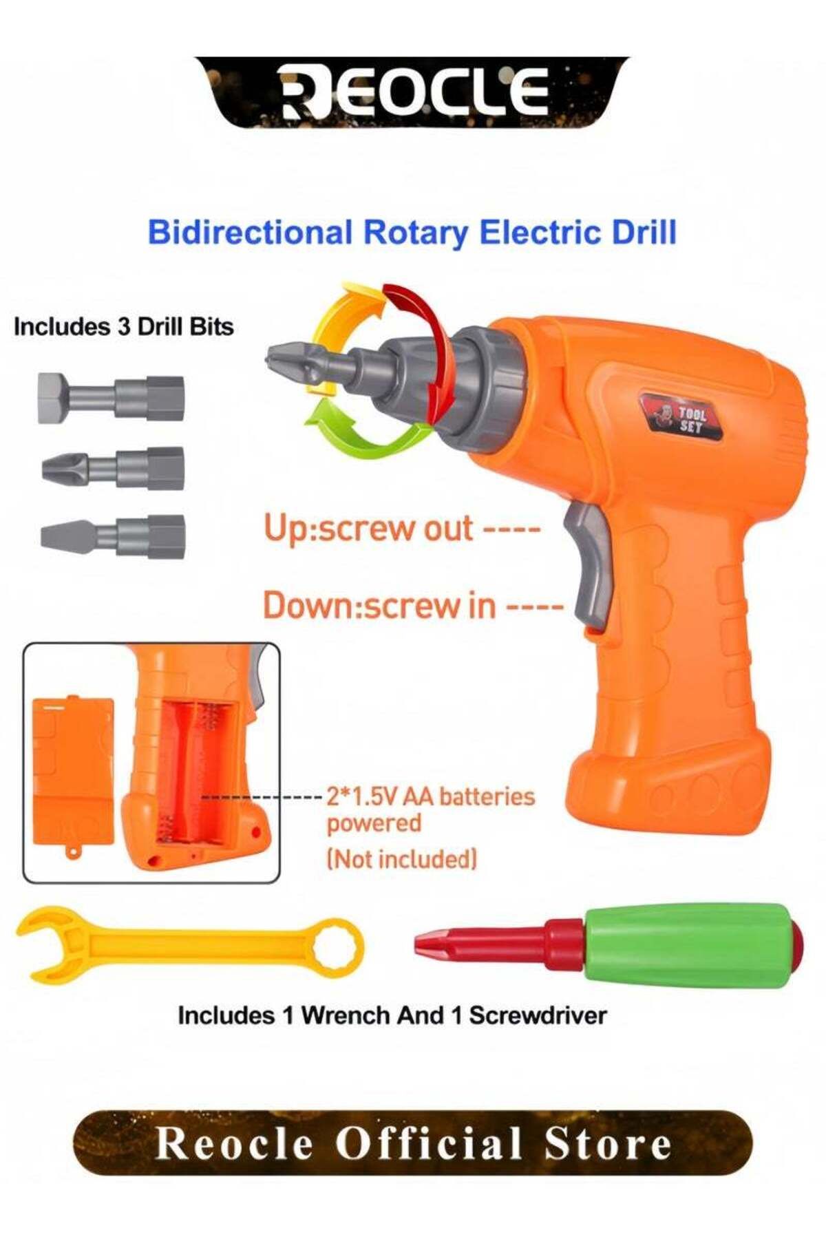 REOCLE-Kid's Screwdriver Toy Set Mixed 3D Building Block Puzzle Toy with DIY Screwdriver Tool Play Toolbox 4