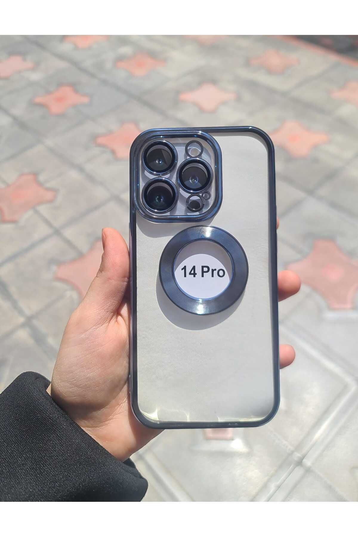CEP-HANE Apple iPhone 14 Pro Şeffaf Kamera Korumalı Logo Detaylı Premium Yanları Parlak Telefon Kılıfı