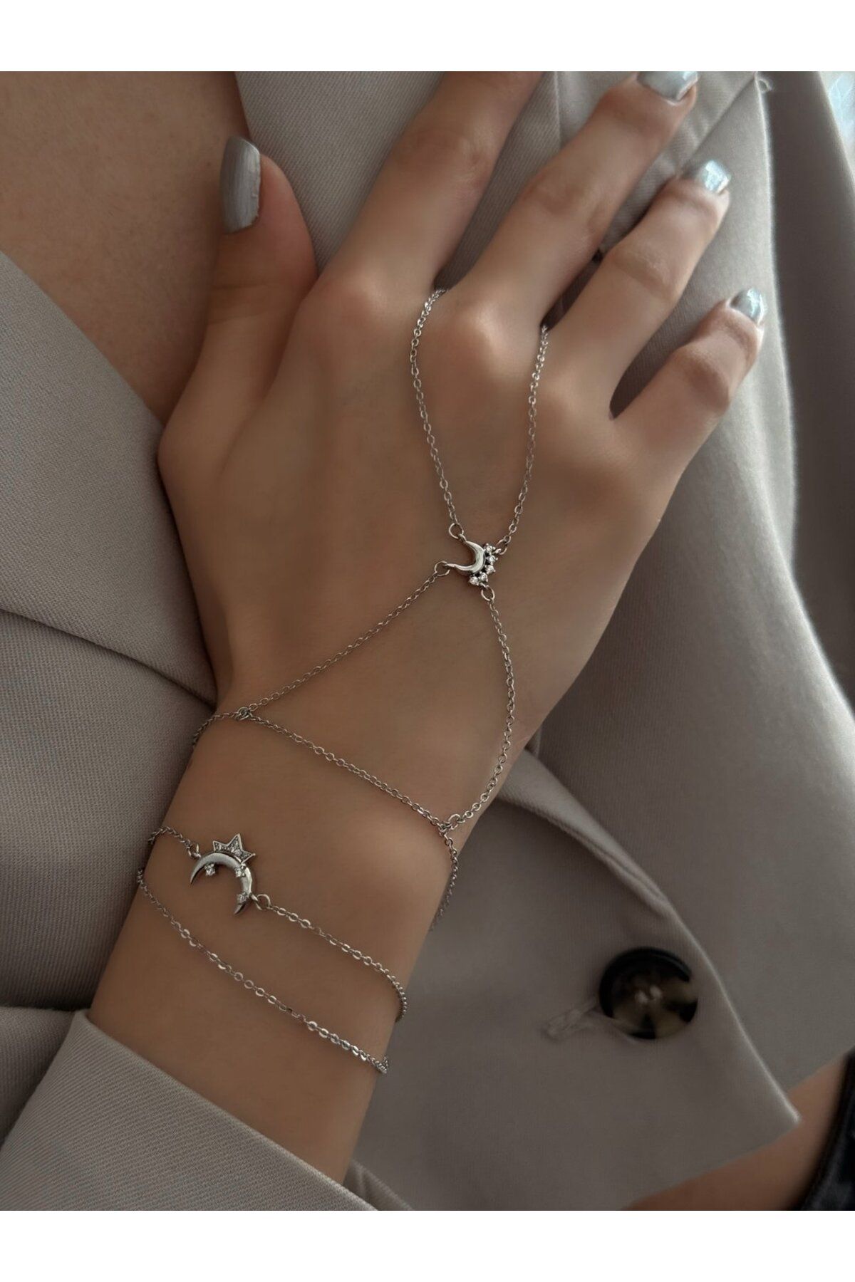 H&B Design Çelik Bileklikli Silver Hilal Şahmeran