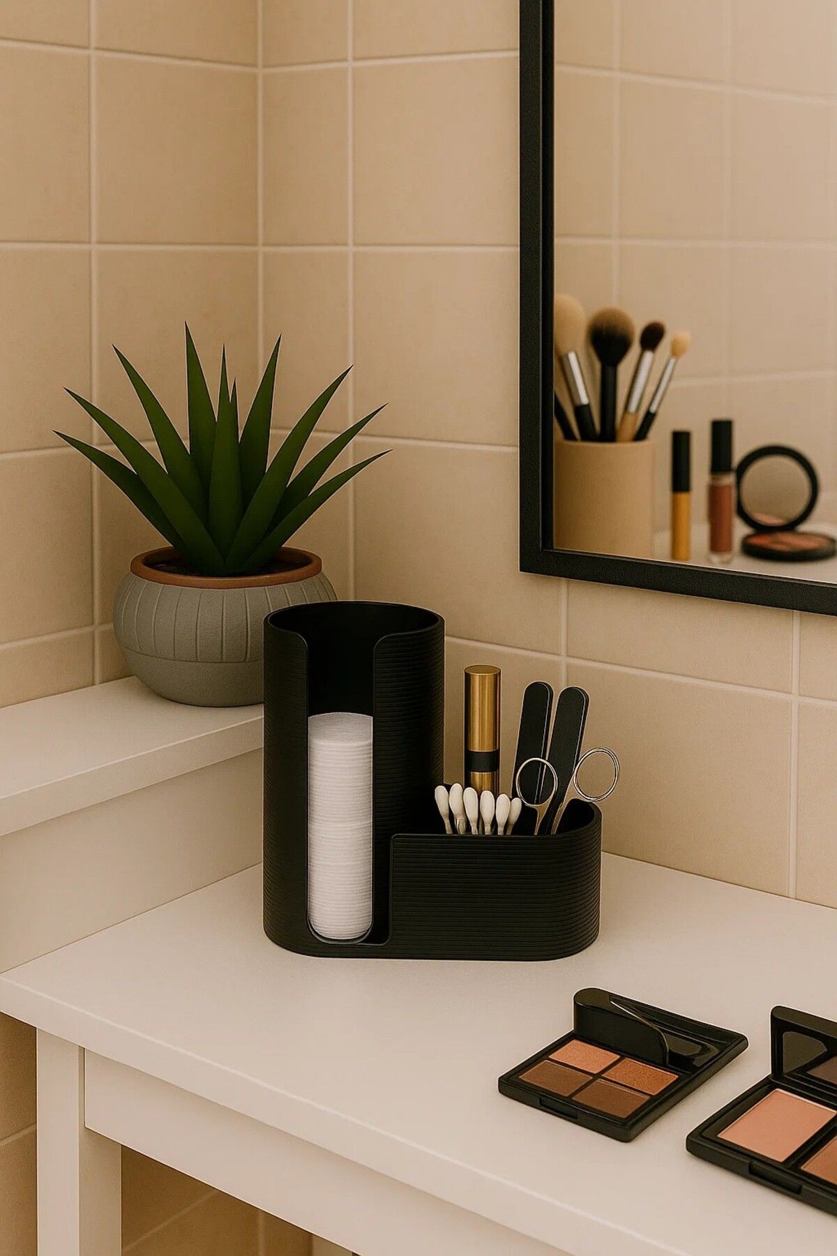 Home Siyah Çok Amaçlı Tezgah Üstü Organizer Banyo Tezgahı Kozmetik Düzenleyici Aksesuar Kutusu
