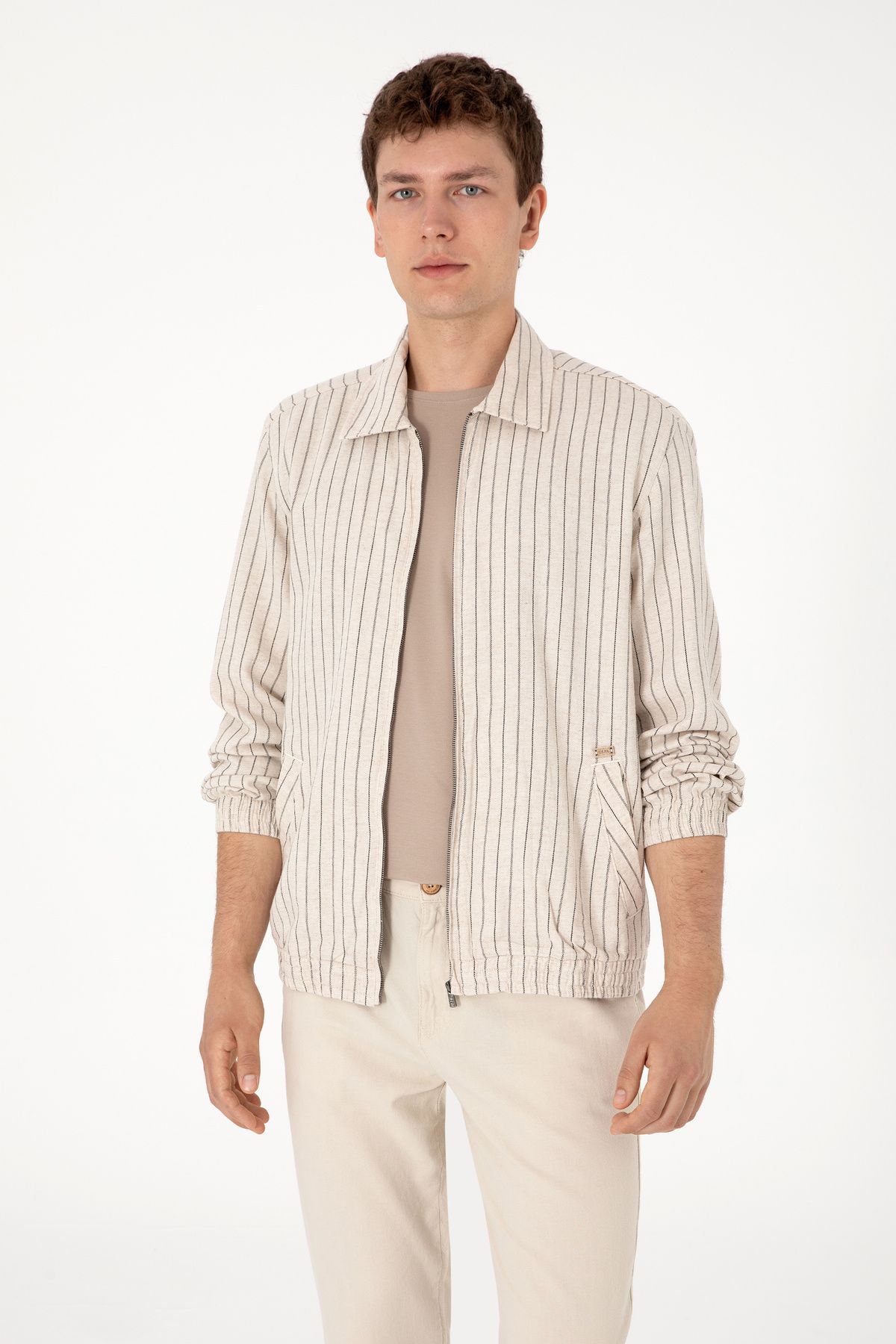 U.S. Polo Assn. Erkek Krem Kapüşonlu Gömlek 50299602-VR071