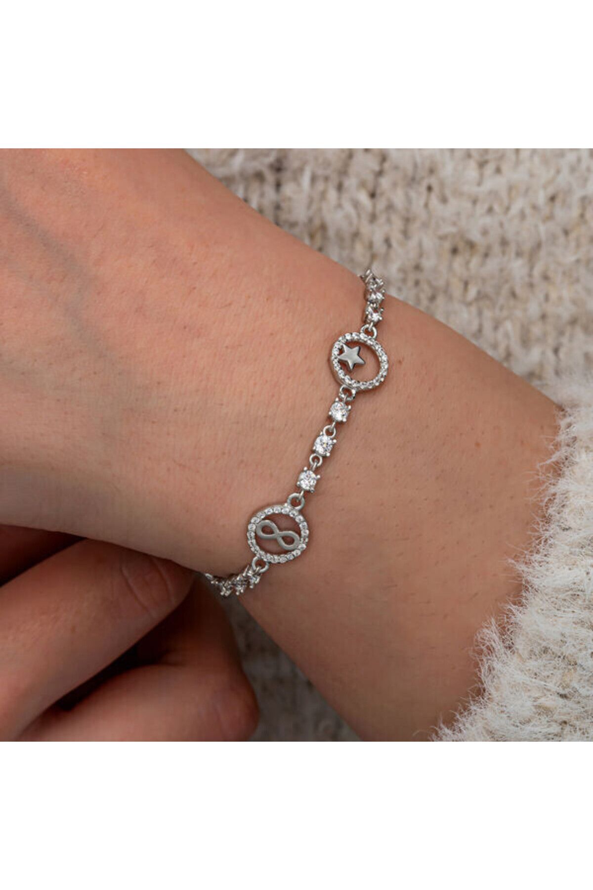 shop Zirkon Taşlı Şans 925 Ayar Gümüş Bileklik