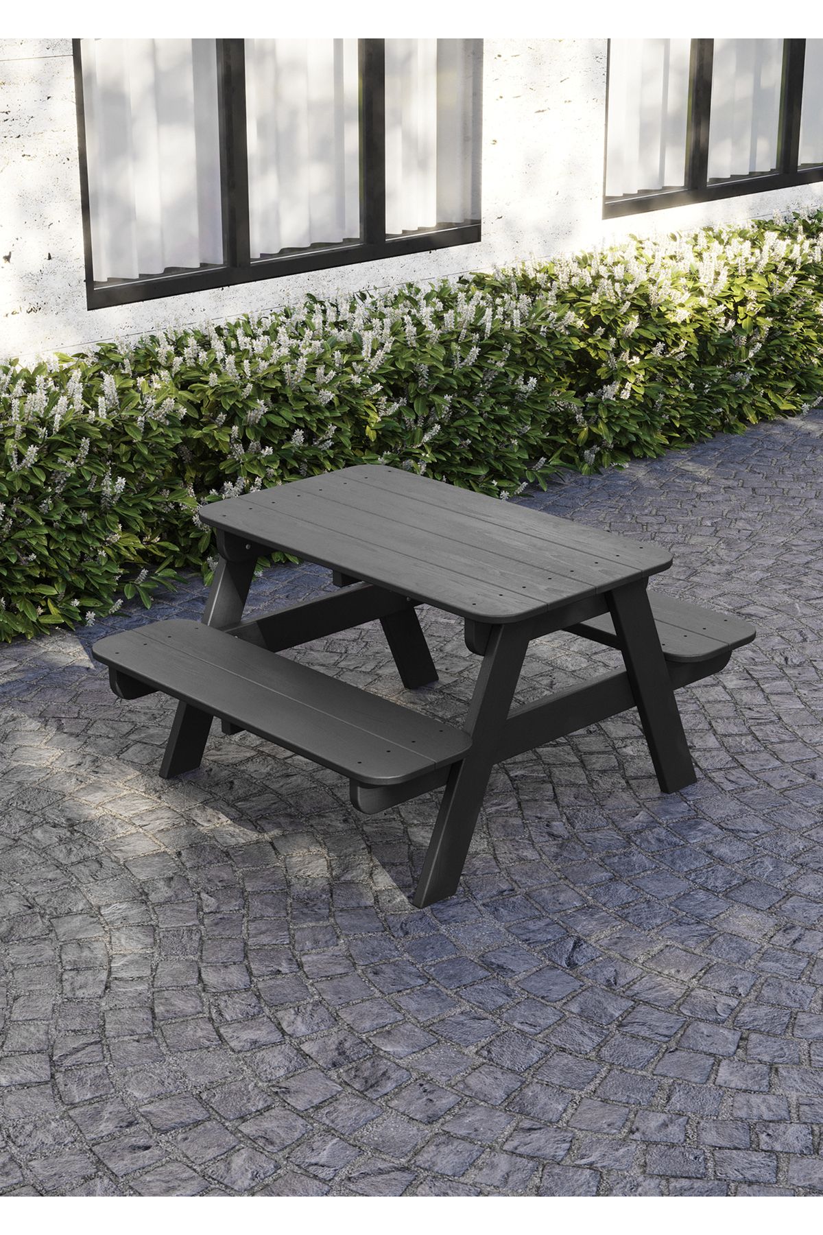 Garpim Çocuk Piknik Masası - Siyah | Dayanıklı, Hava Koşullarına ve UV’ye Dayanıklı, Kolay Kurulum, HDPE