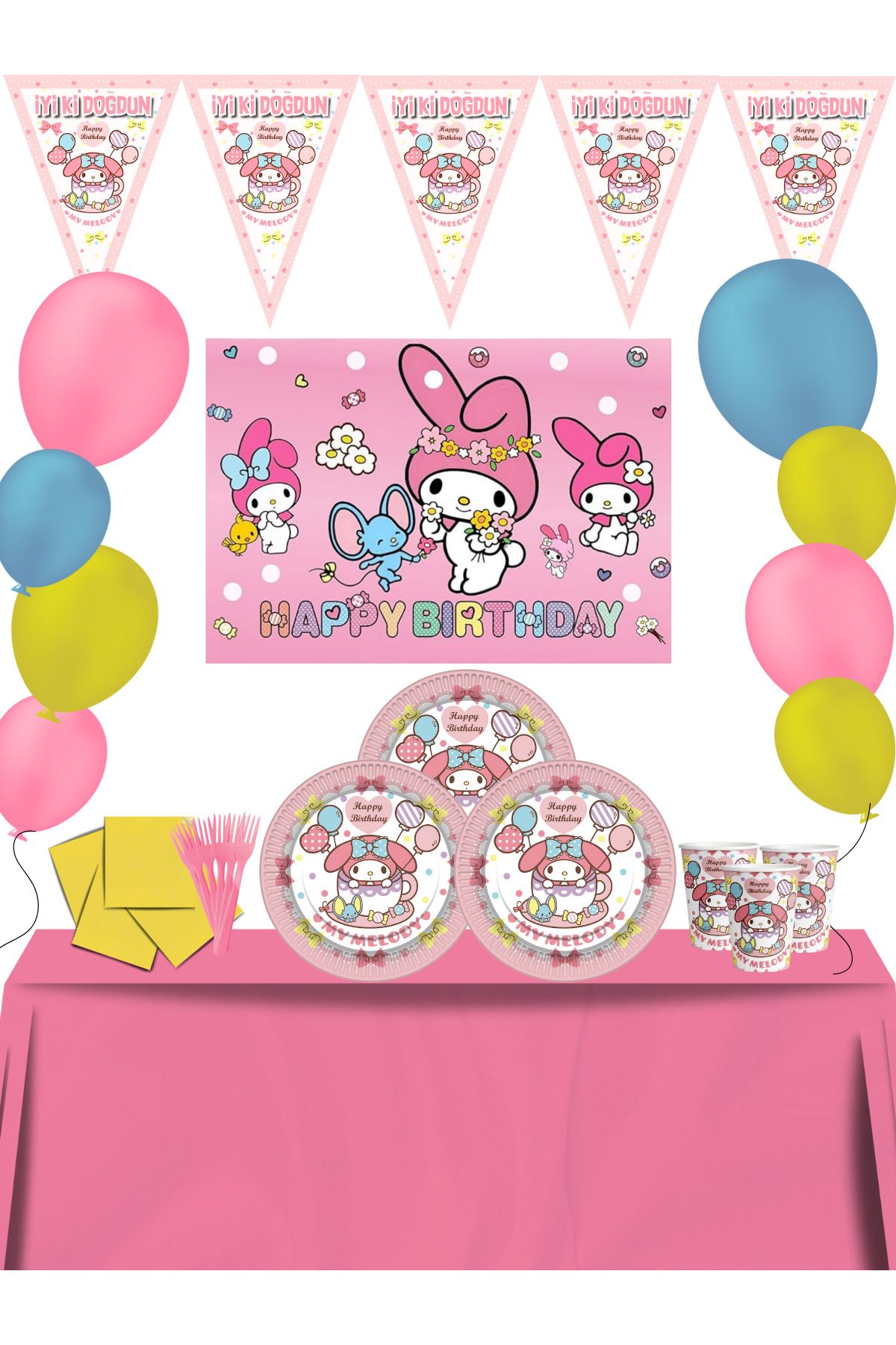snowparty Afişli My Melody My Melodi Doğum Günü Parti Malzemeleri Süsleri Seti