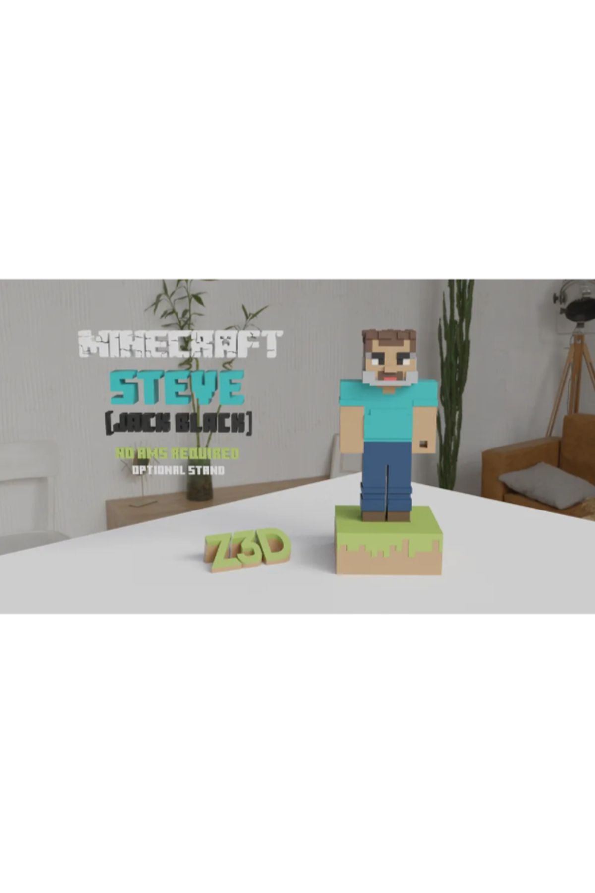 3d model s Minecraft Steve Figürü – Jack Black Tarzı