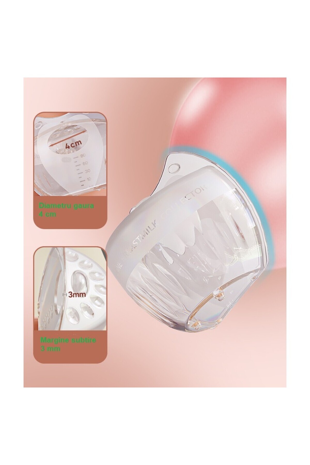 Flippy-Colector de lapte matern, rabatabil, siguranță din silicon, anti-revărsare, 80 ml, transparent 3