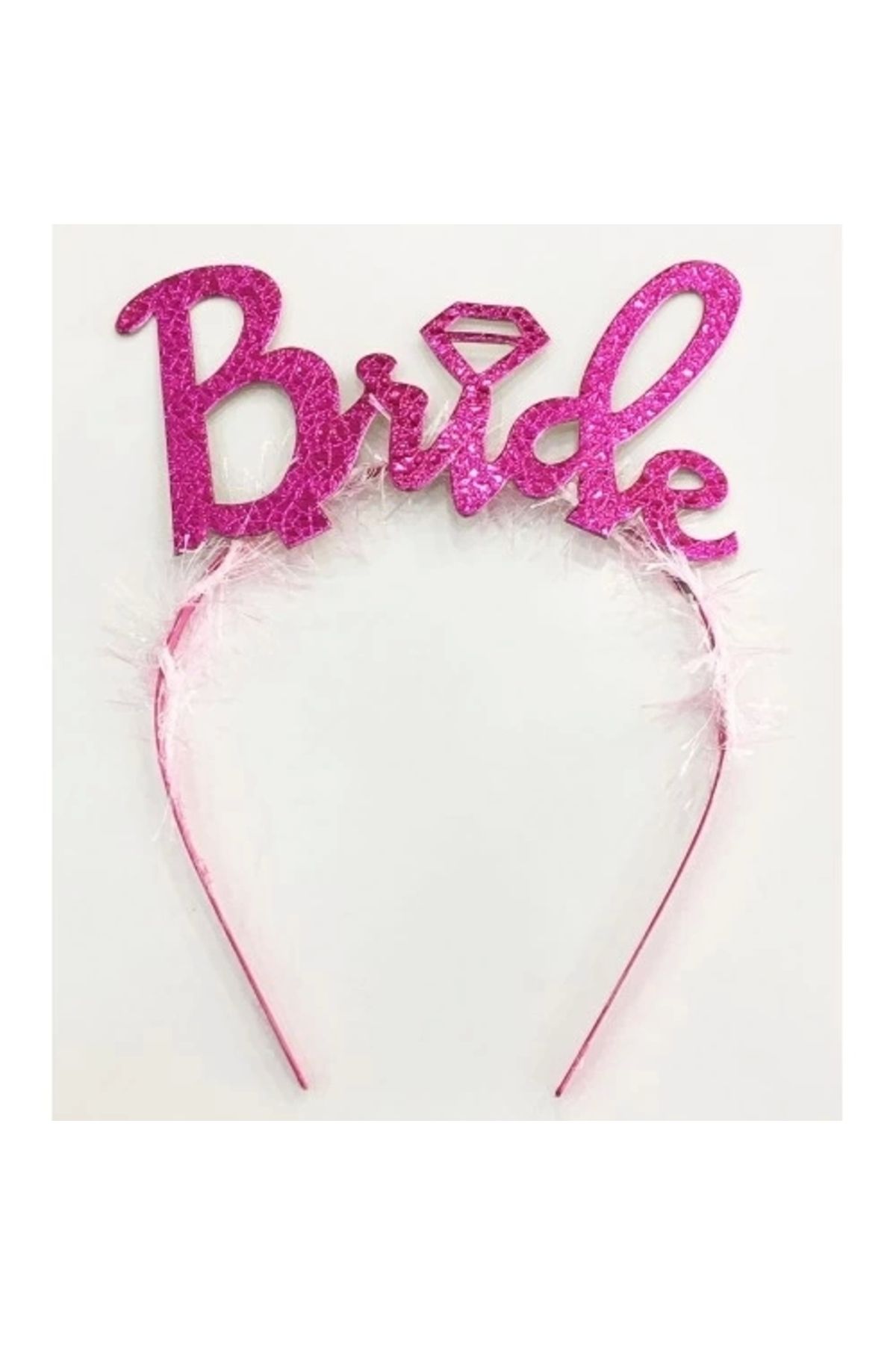 PRATİKOBA Fuşya Renk Bekarlığa Veda İtalik Yazı Alyanslı Bride Taç
