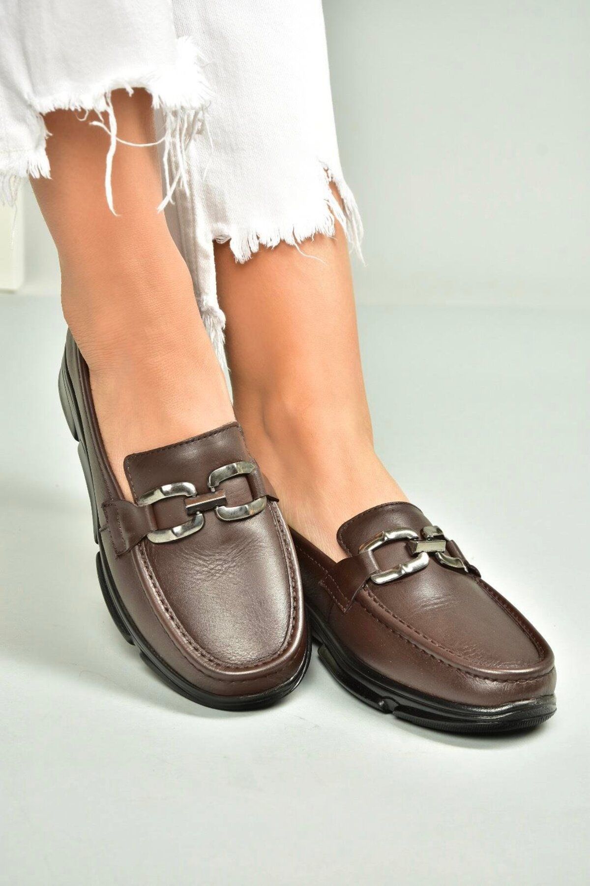 Fox Shoes T555081403 Kahverengi Hakiki Deri Günlük Kadın Ayakkabı