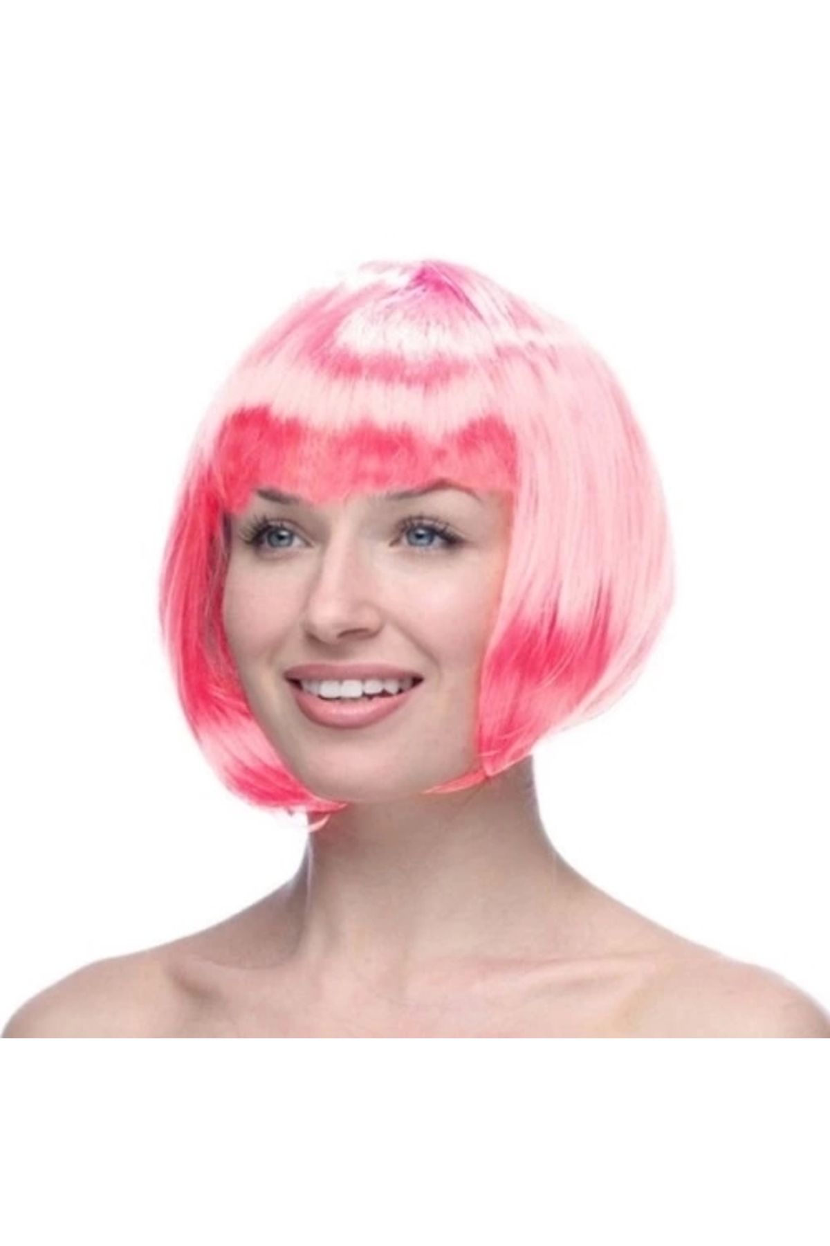 PRATİKOBA Pembe Renk Peruk Küt Saç