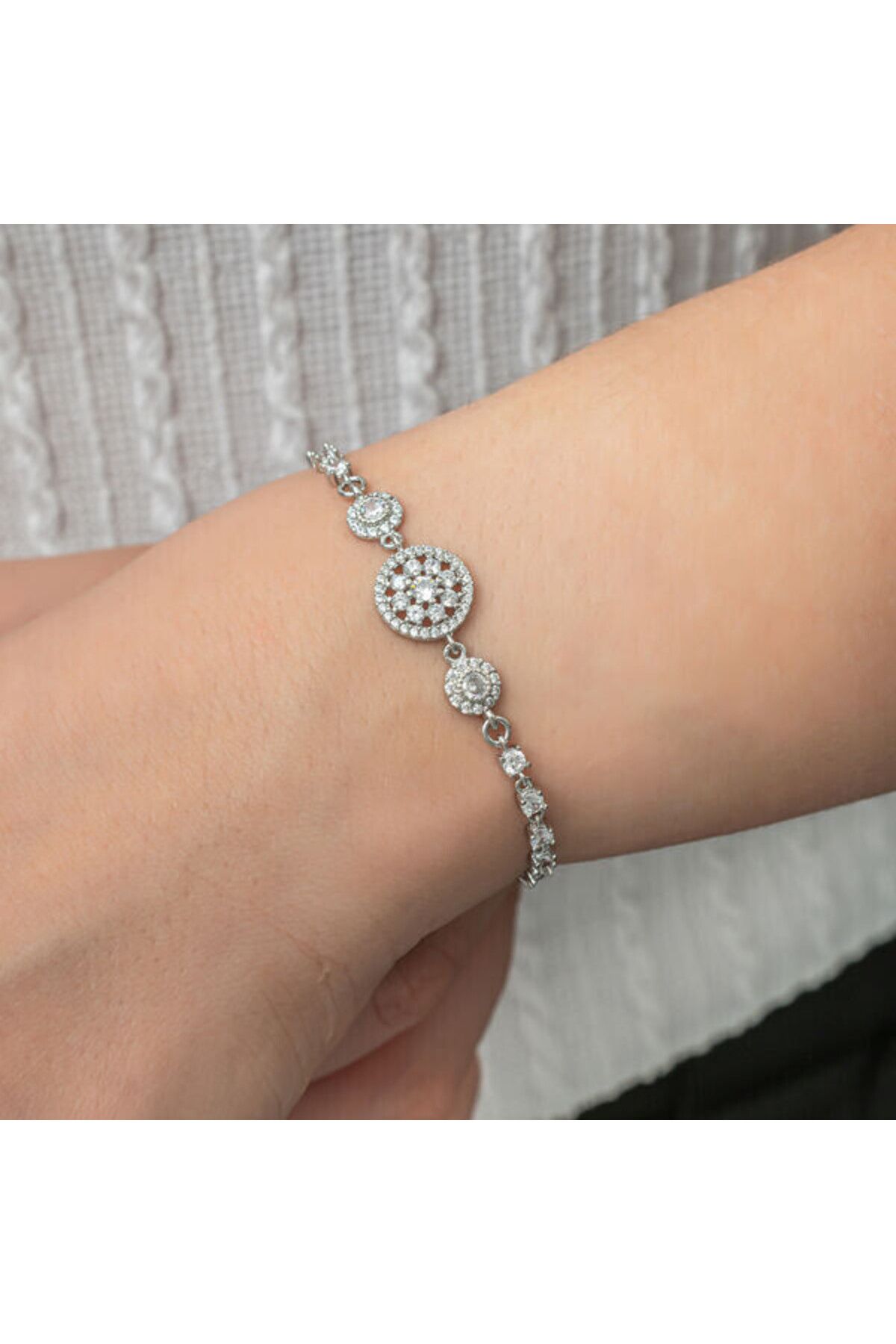 shop Beyaz Taşlı Çember 925 Ayar Gümüş Bileklik