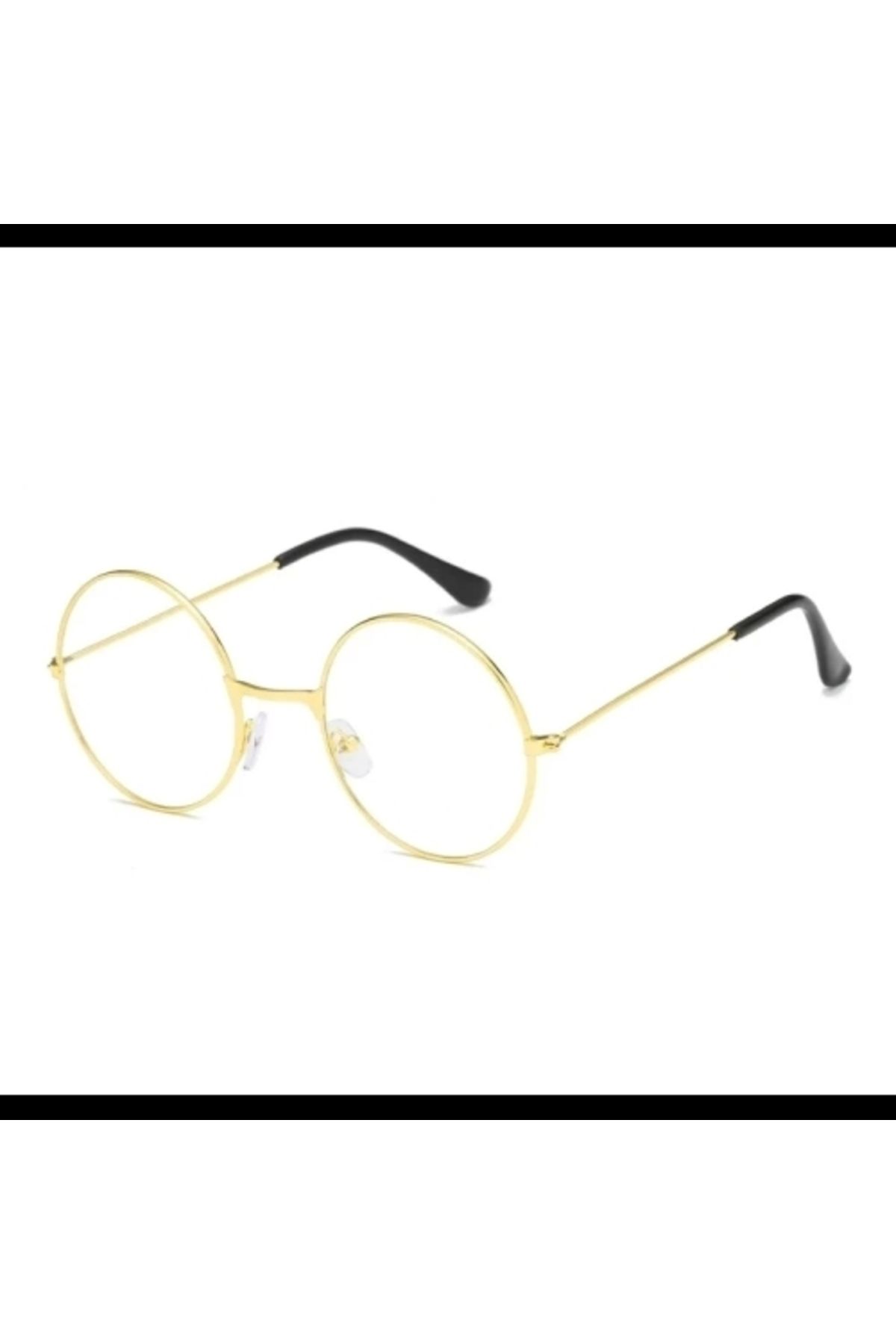 PRATİKOBA John Lennon Tarzı Gold Çerçeveli Şeffaf Gözlük