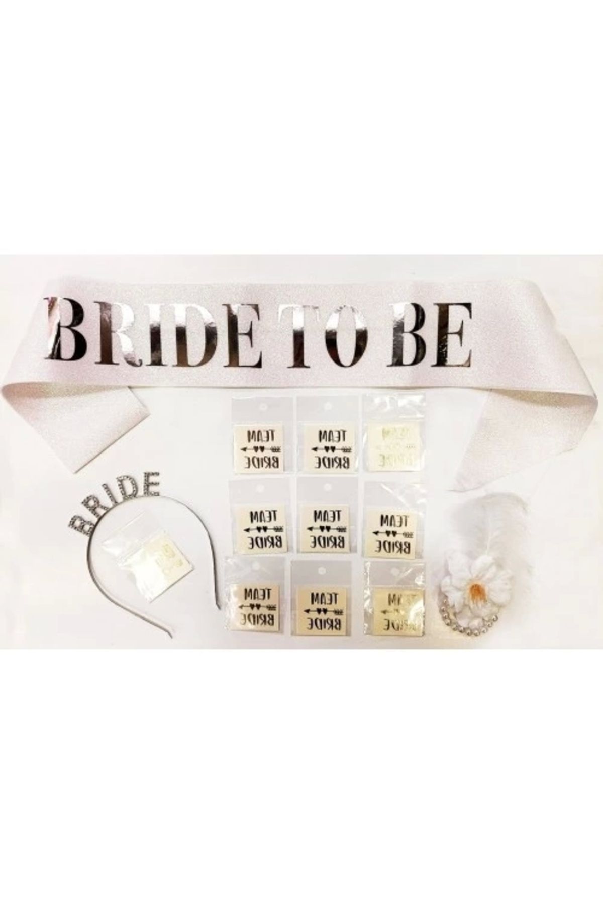 PRATİKOBA Gümüş Renk Bride Partisi Seti 13 Parça