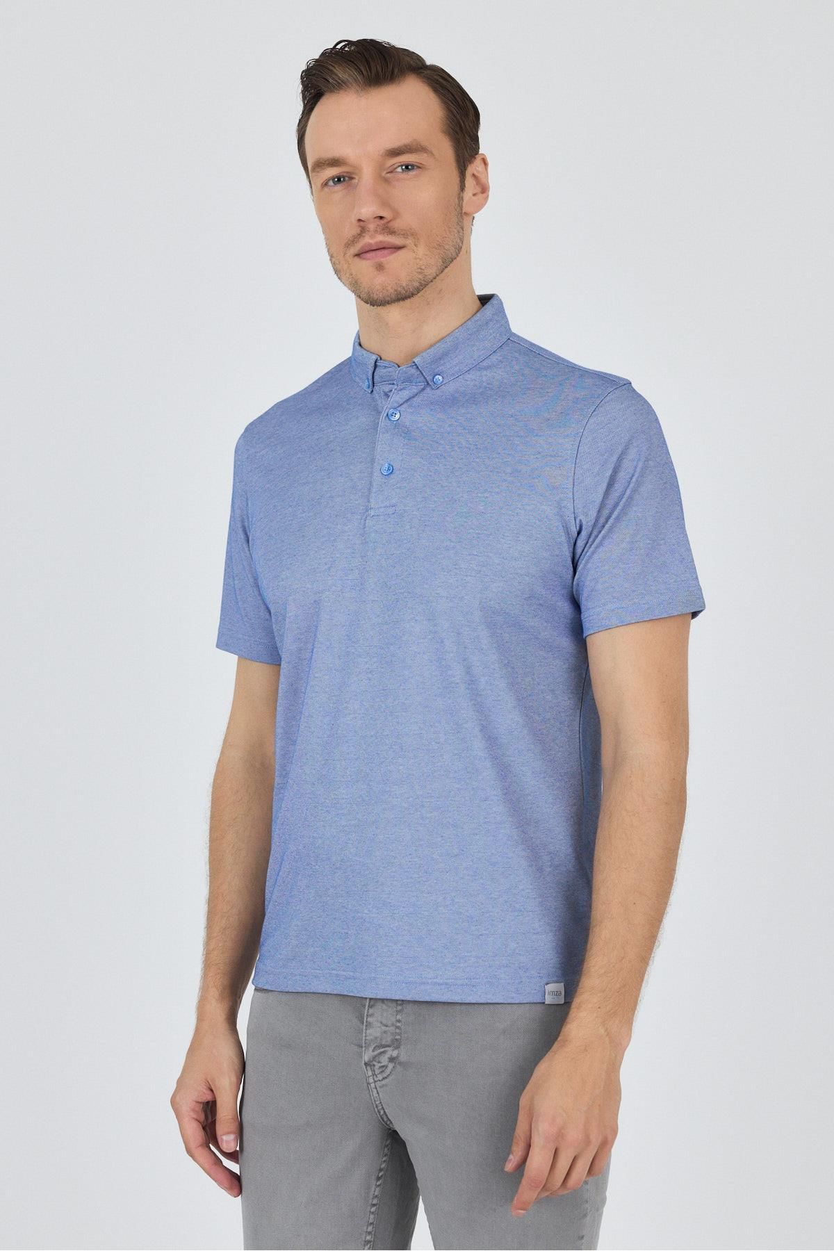 İmza Saks Kısa Kol Düz Suprem Polo Yaka Cepsiz Pamuklu Casual Slim Fit Tişört 1011250160_602