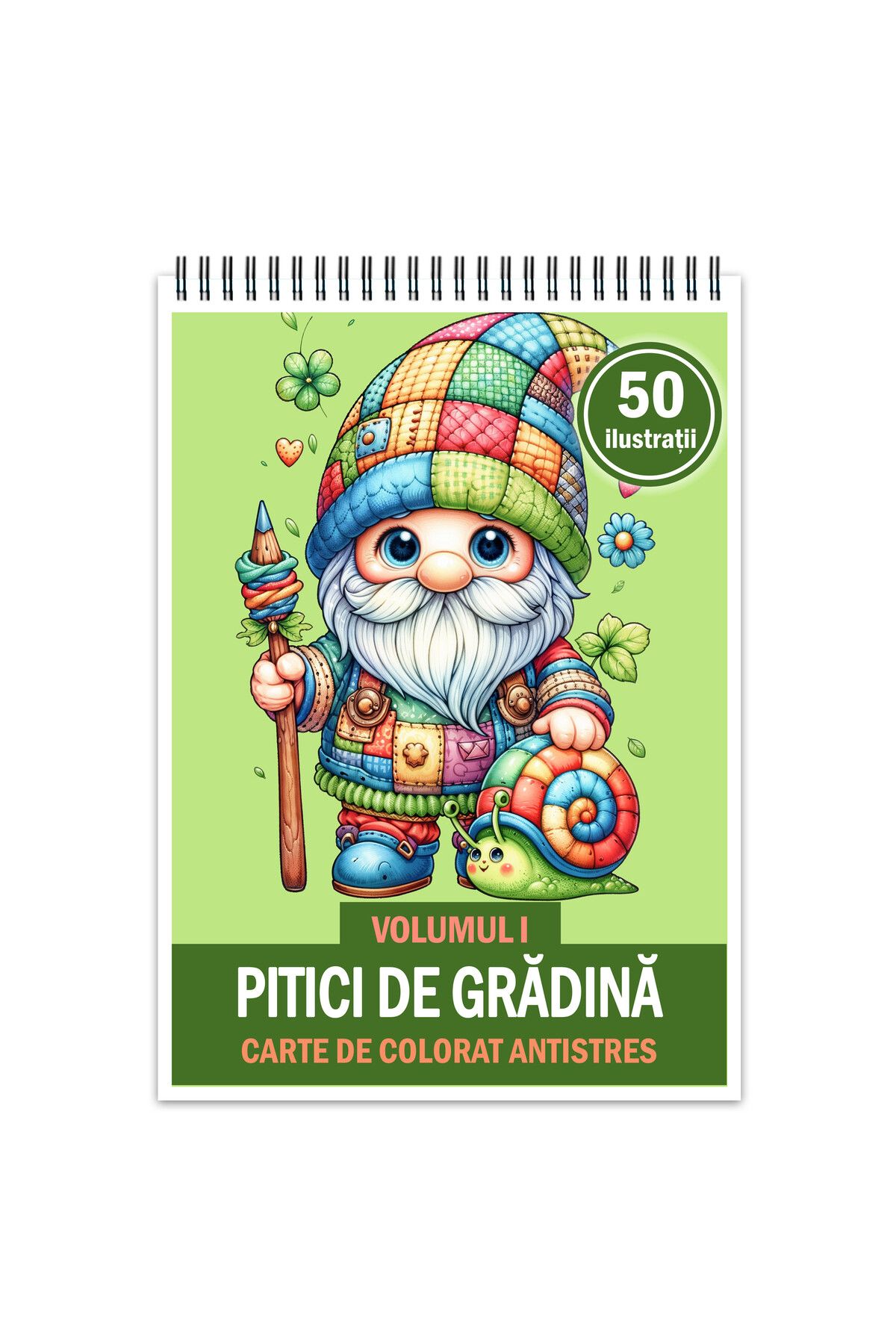 Legendary Gifts Carte De Colorat Antistres, 50 De Ilustrații Cu Pitici De Grădină - Volumul I, 106 Pagini, Format: A5 - One Size