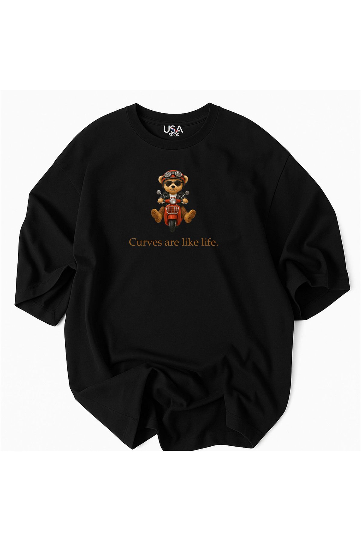 Usaspor Teddy Ayıcık JDM Motorsiklet Trend Oversize Tişört T-shirt