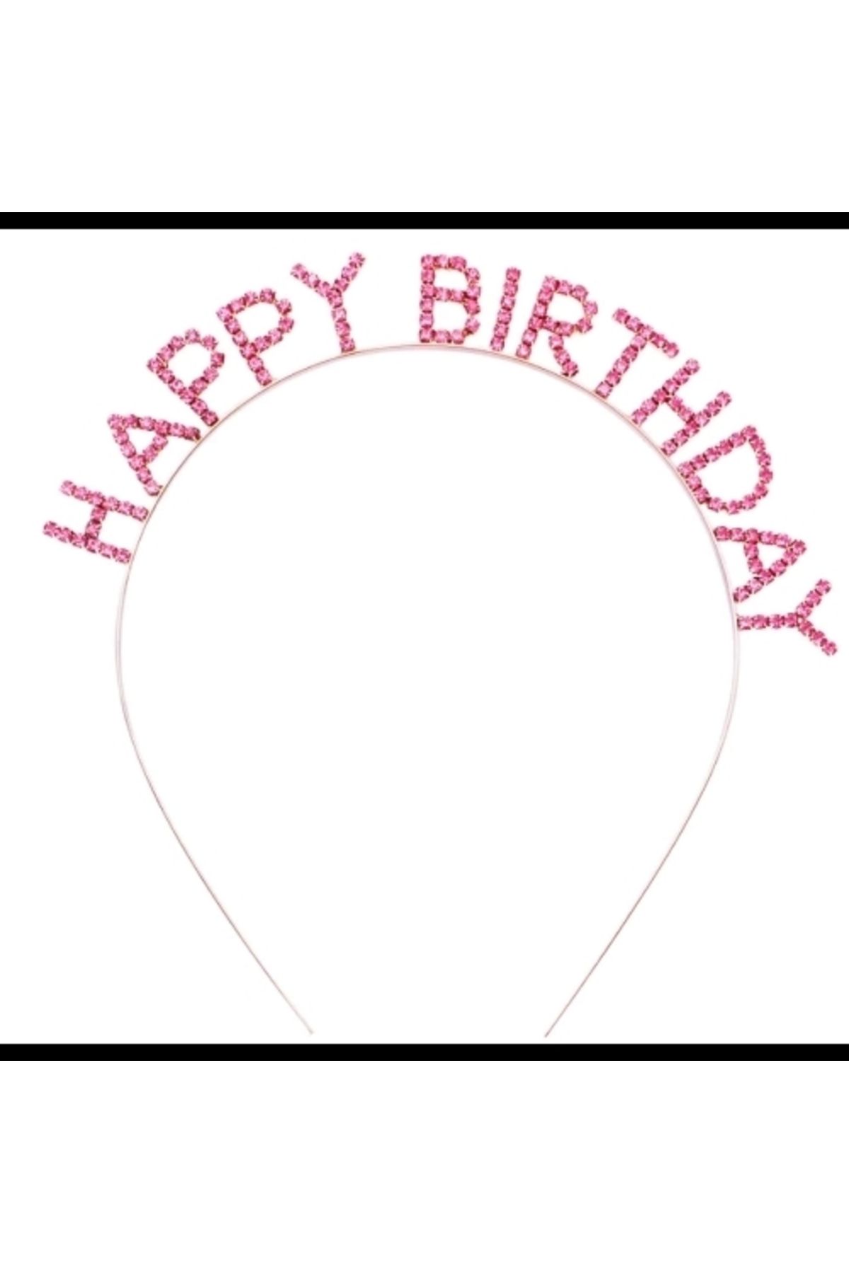 PRATİKOBA Pembe Kristal Taşlı Gold Happy Birthday Taçı
