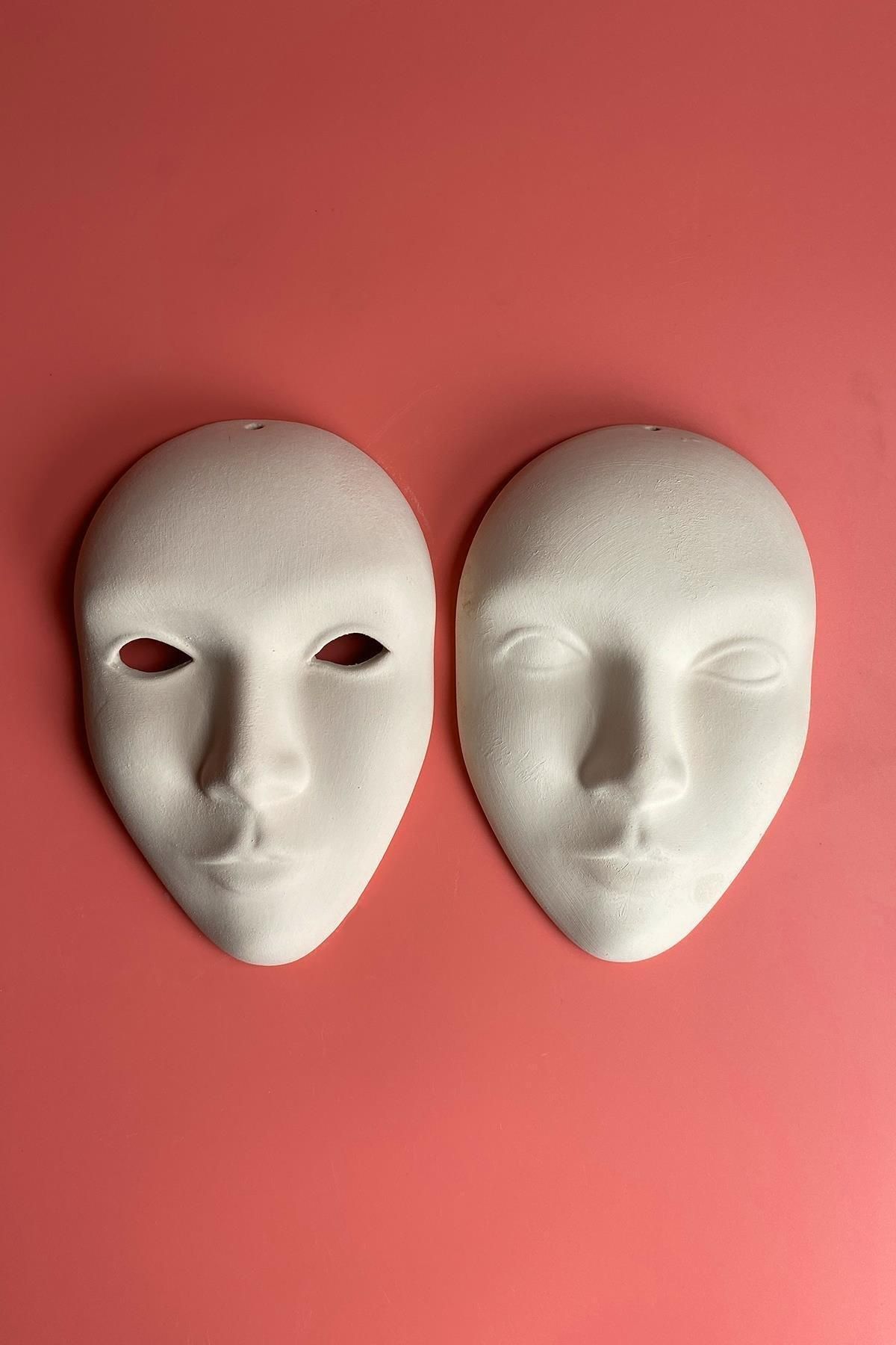 Ceramingo Maske Kapalı Gözlü - Seramik Bisküvi 60'lı (Ham Ürün)