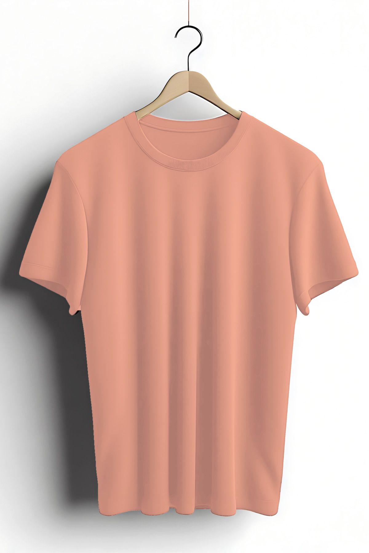 Zestia Unisex T-Shirt, Düz Basic, Regular, %100 Pamuk, Somon T-Shirt No: 00481