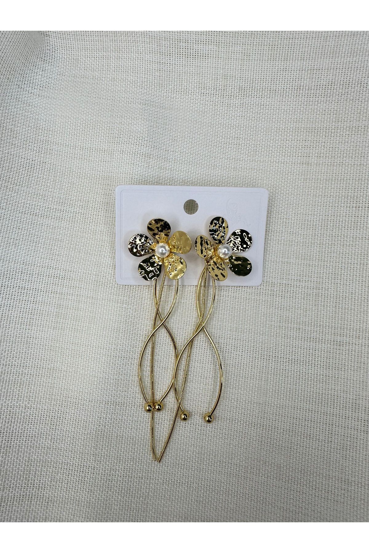 Butik DeFaY Çelik vip seri çiçek sarkıt yapraklı incili modern sarkıt küpe