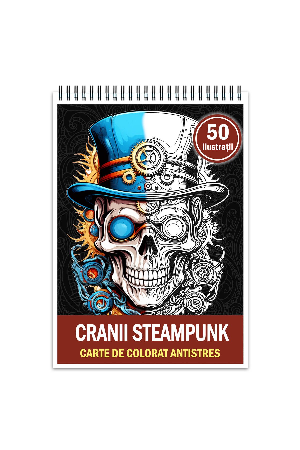 Legendary Gifts Carte De Colorat Antistres, 50 De Ilustratii Cranii Steampunk, 106 Pagini, Format: A5 - One Size