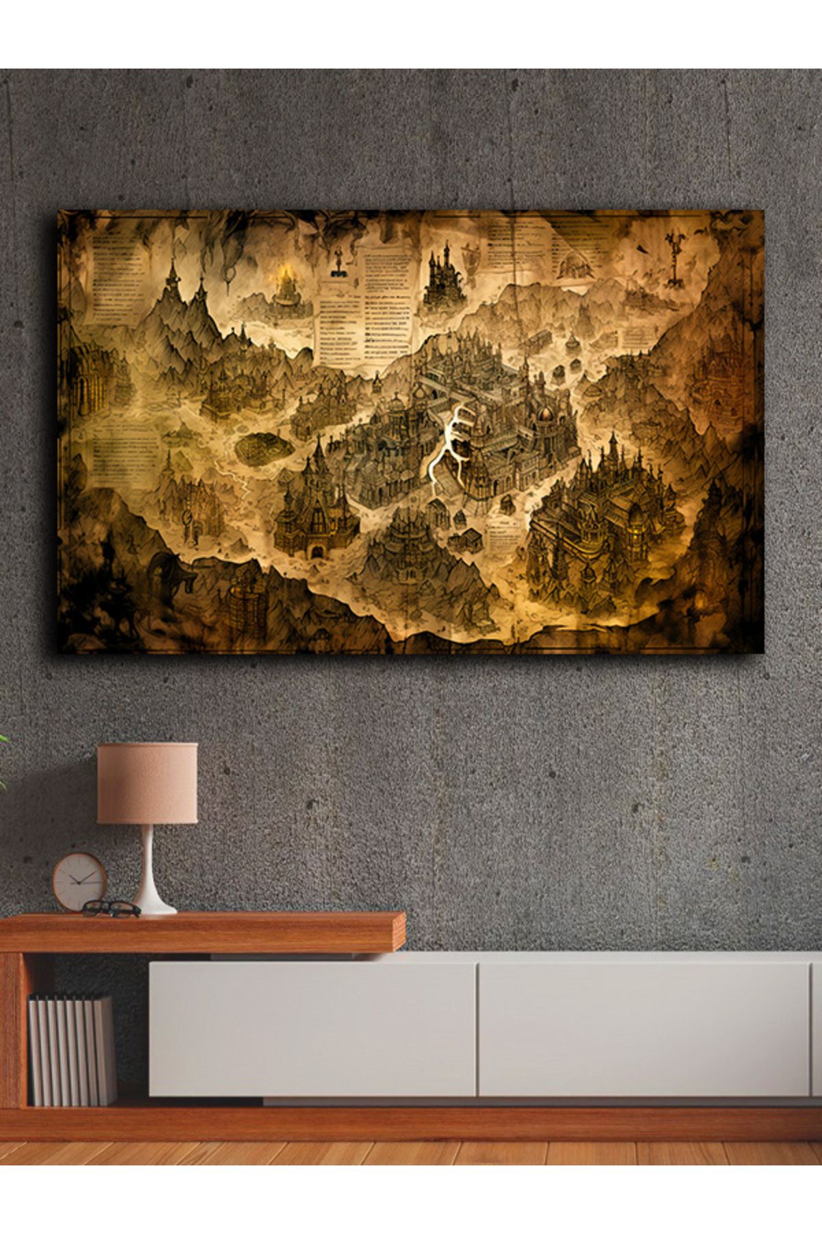 PRİME Concept Kanvas dekoratif harita tablo çerçevesiz 70x120 cm %100 pamuklu kumaş