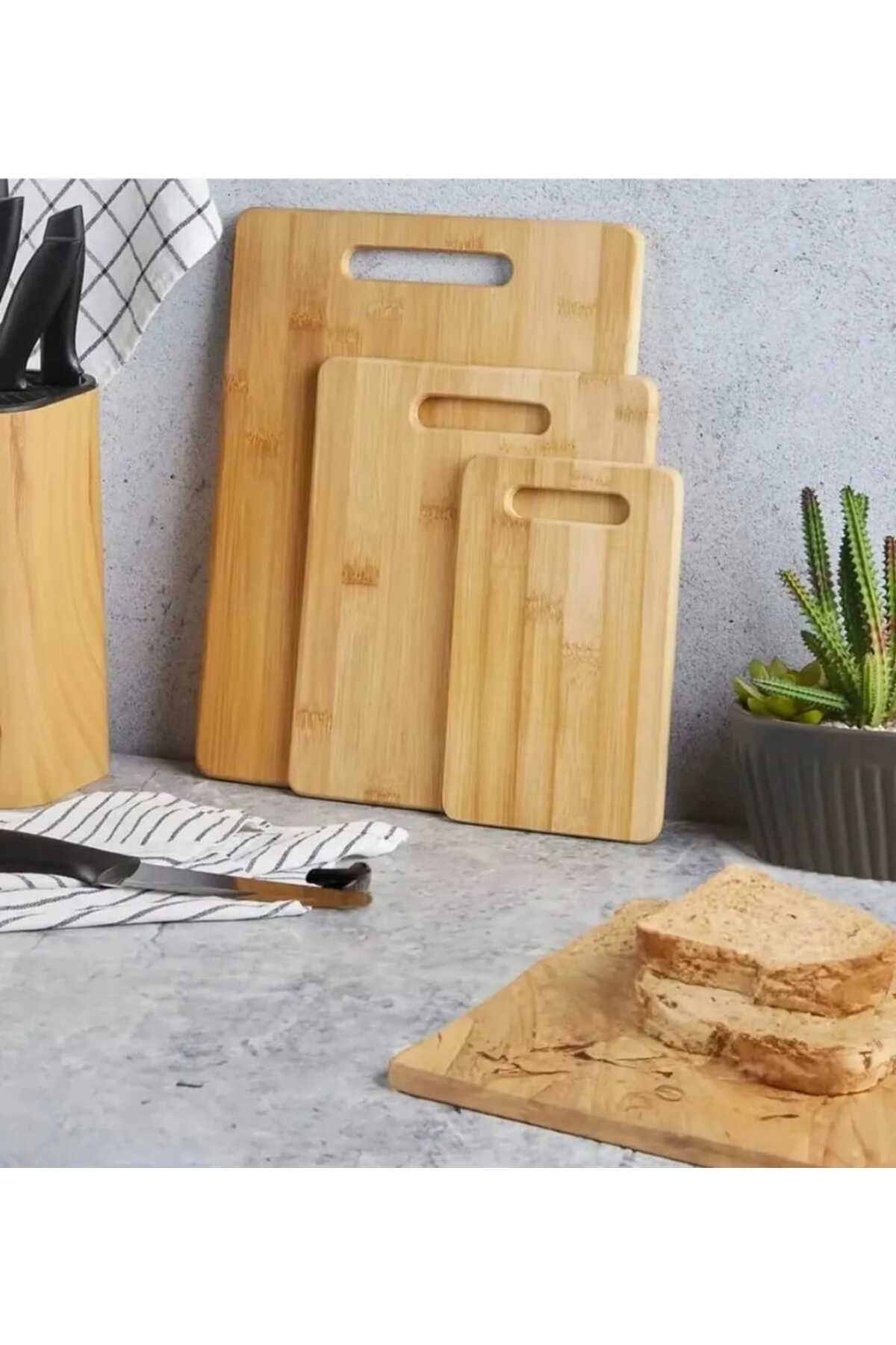 AVMSTORE 3 Lü Bambu Kesim Tahtası Sunum Tahtası