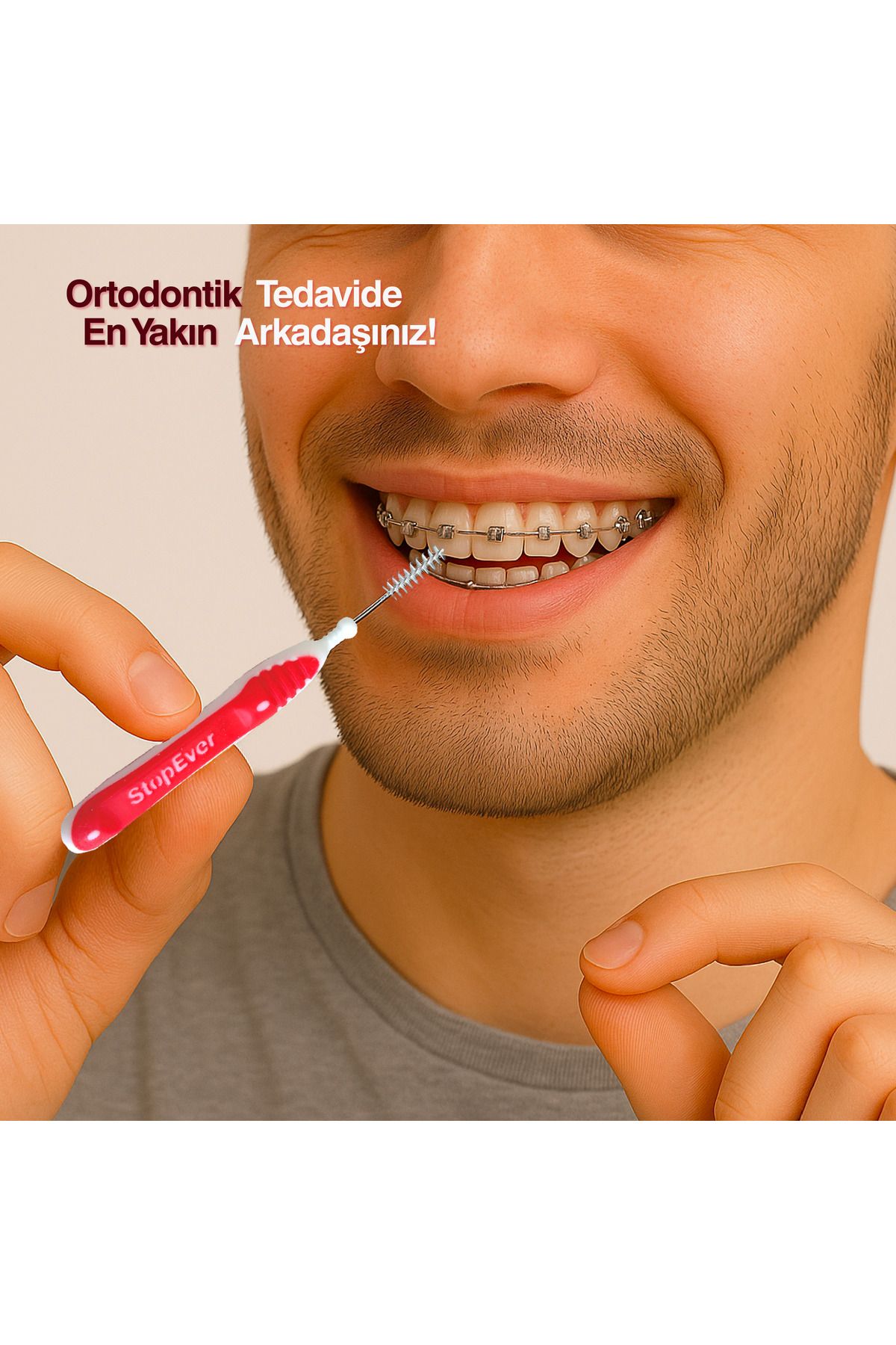 StopEver-Well Tooth Metal Interface Brush 0.5 mm Red Size 2 5