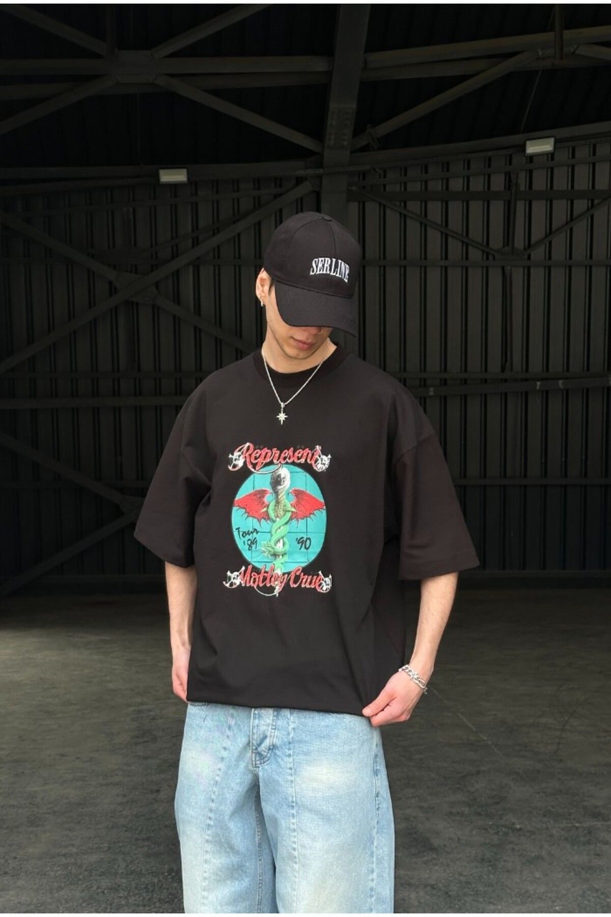 serline Represent Baskılı Oversize T-shirt