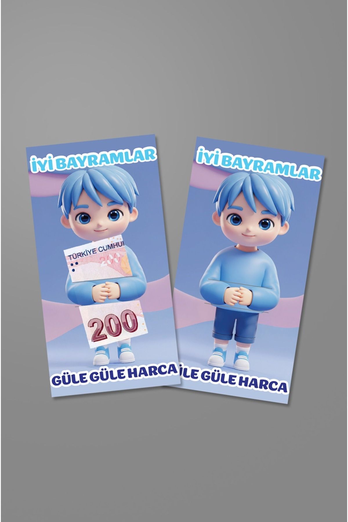 AYKUT OFSET Erkek Çocuk Bayram Tebrik Kartı,Bayram Harçlık Kartı,Para Kartı,Bayram Hediyesi 10 Adet
